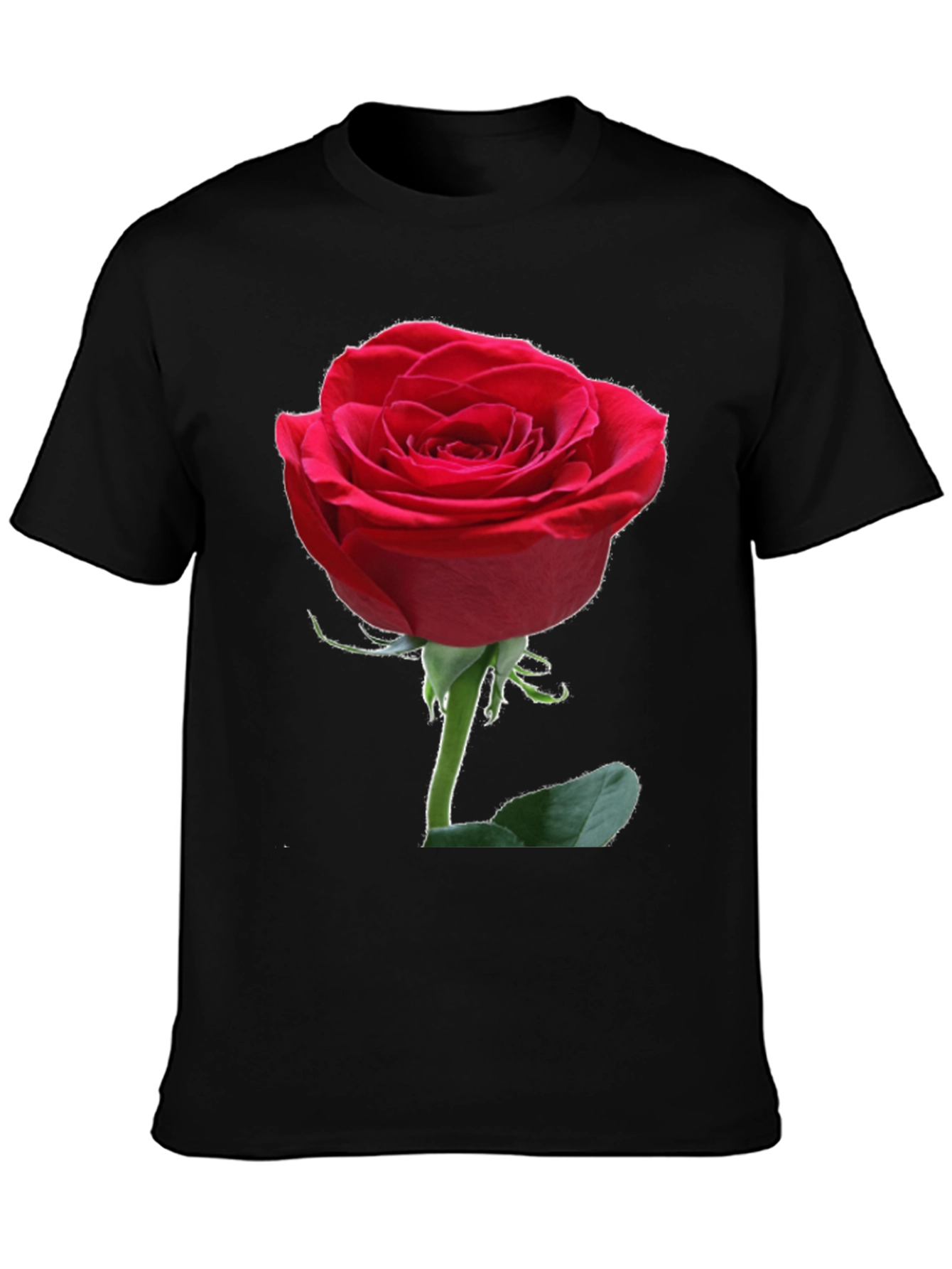 Red Rose Graphic Black T-Shirt