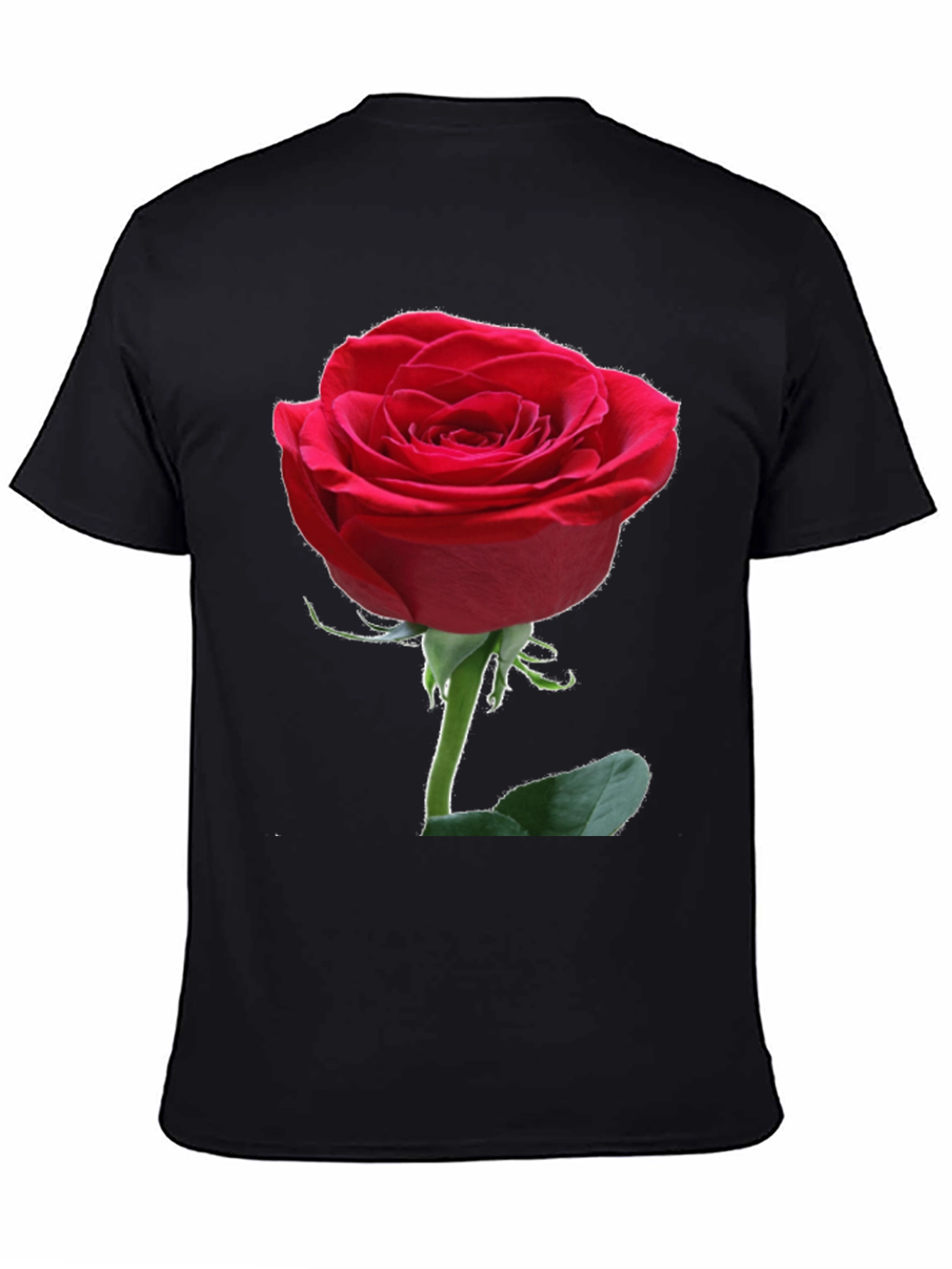 Red Rose Graphic Black T-Shirt