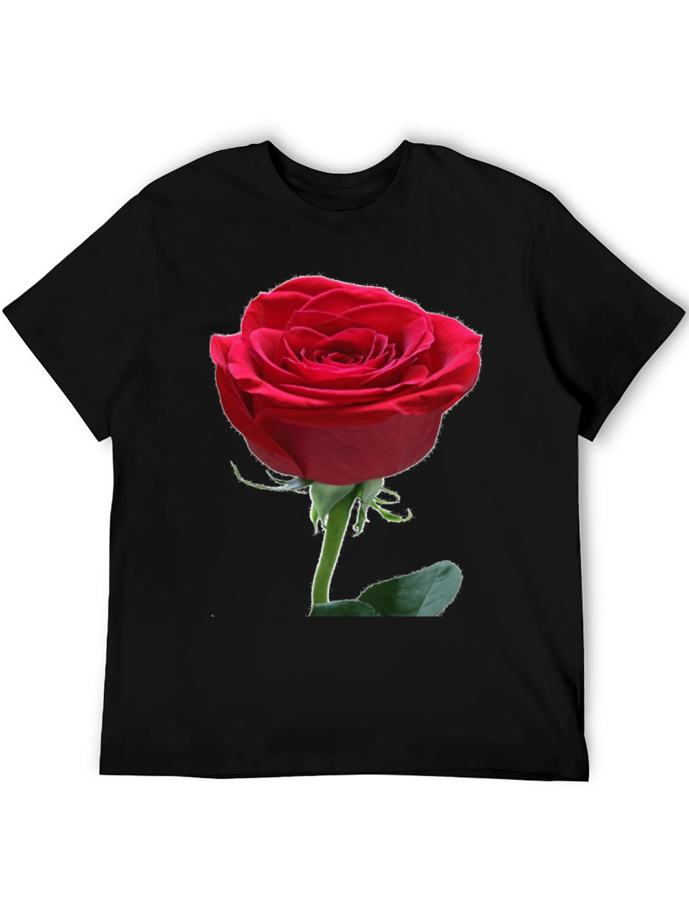 Red Rose Graphic Black T-Shirt
