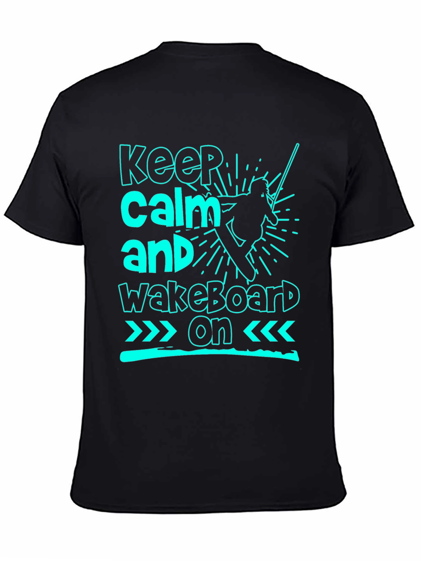 Keep Calm and Wakeboard On Black T-Shirt
