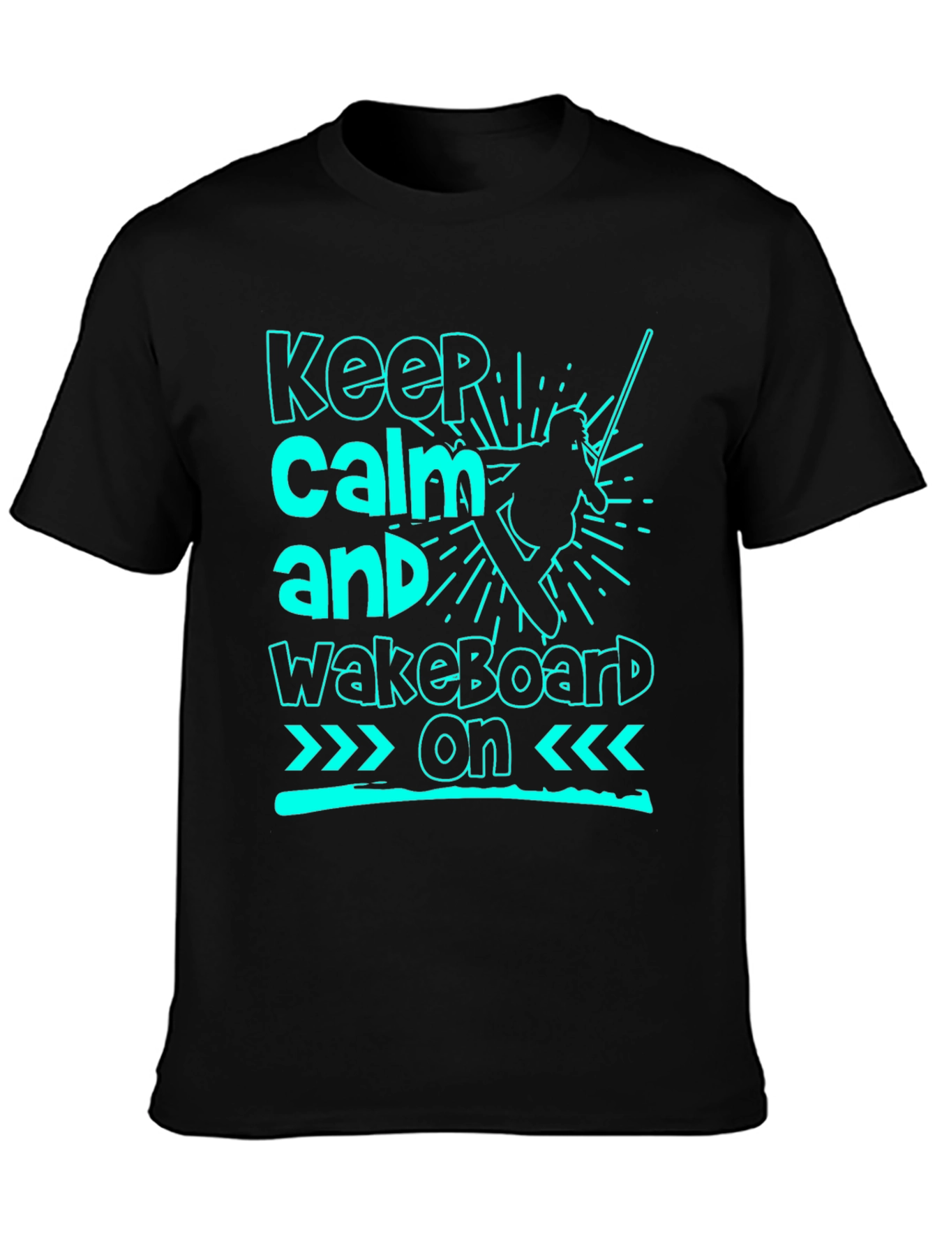 Keep Calm and Wakeboard On Black T-Shirt