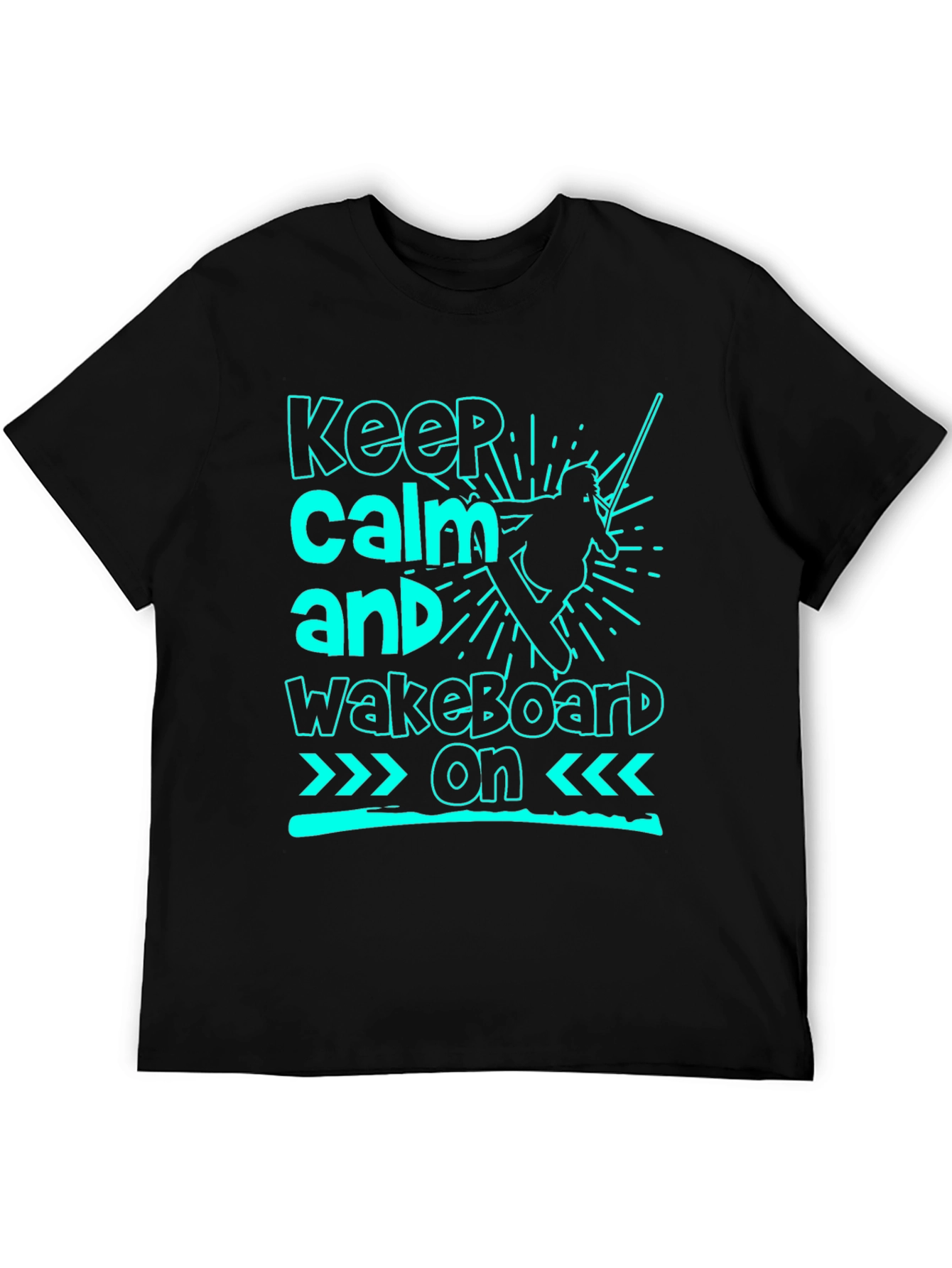 Keep Calm and Wakeboard On Black T-Shirt