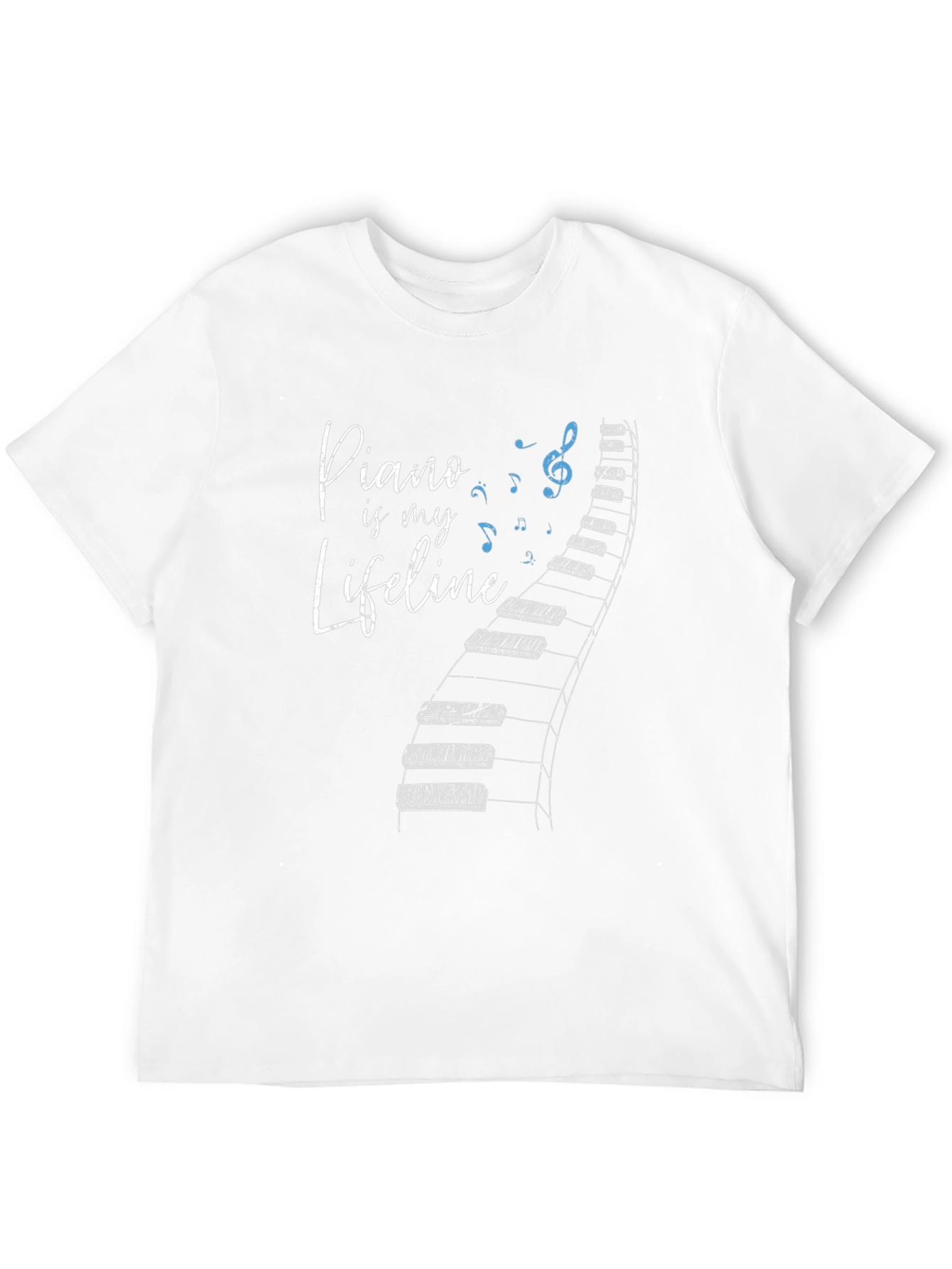 Piano is My Lifeline Black Graphic Tee