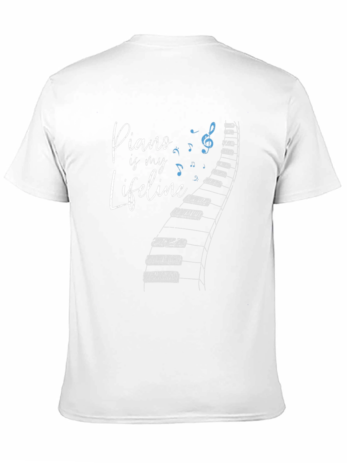 Piano is My Lifeline Black Graphic Tee