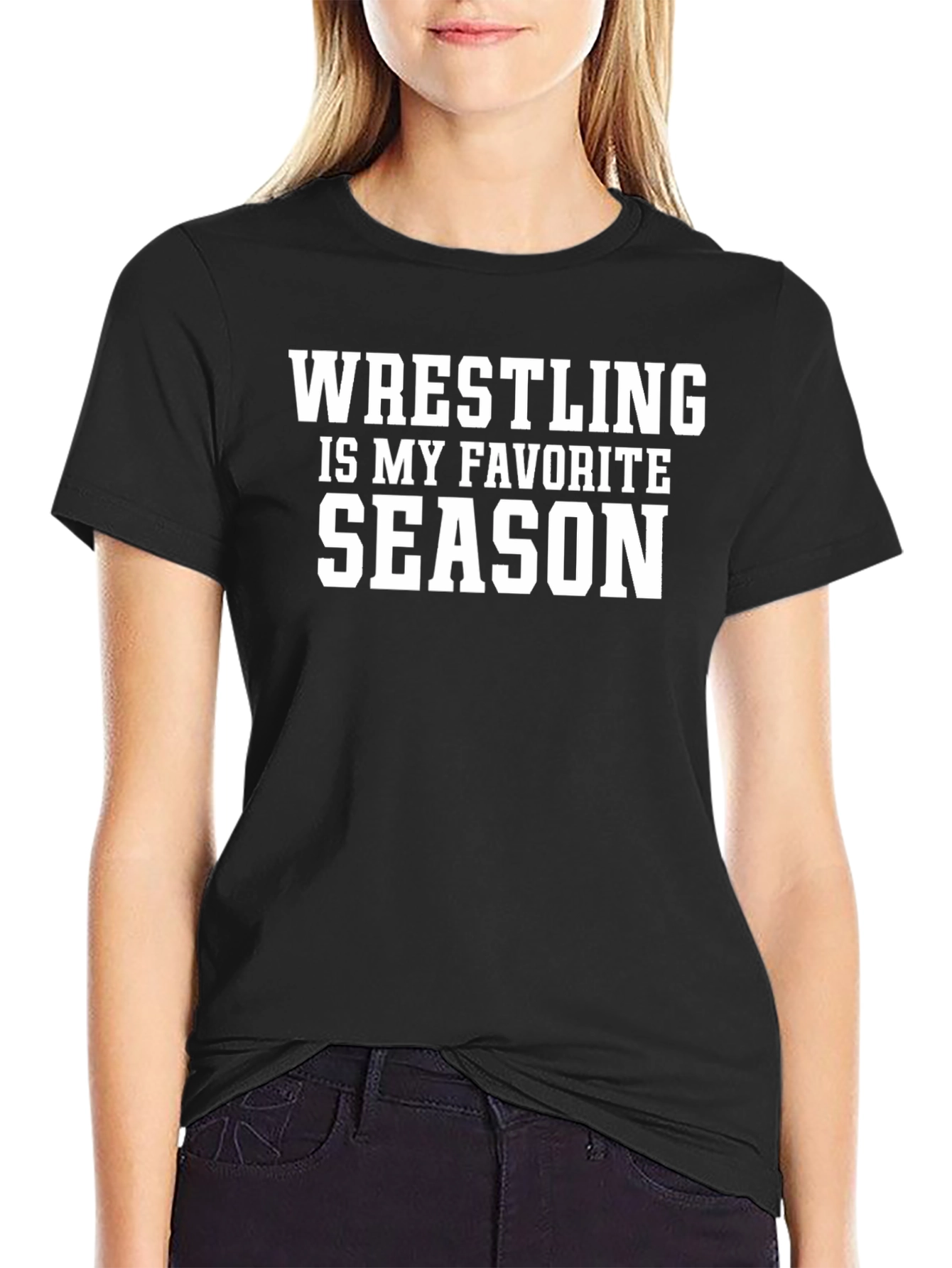 Wrestling is My Favorite Season Black T-Shirt