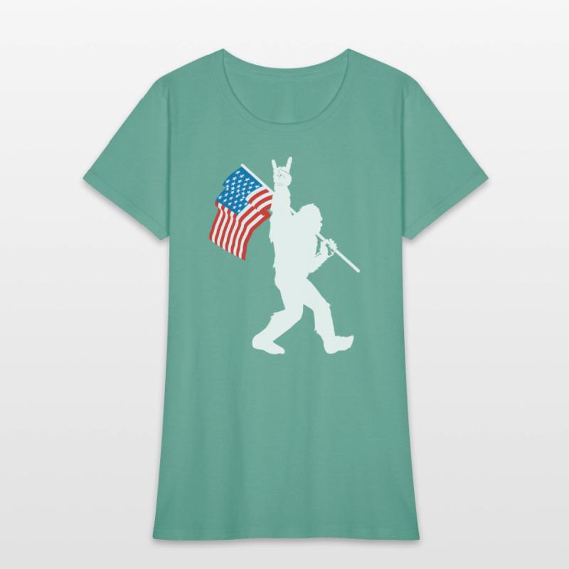 Bigfoot Rock And Roll Usa Flag For Sasquatch Belie