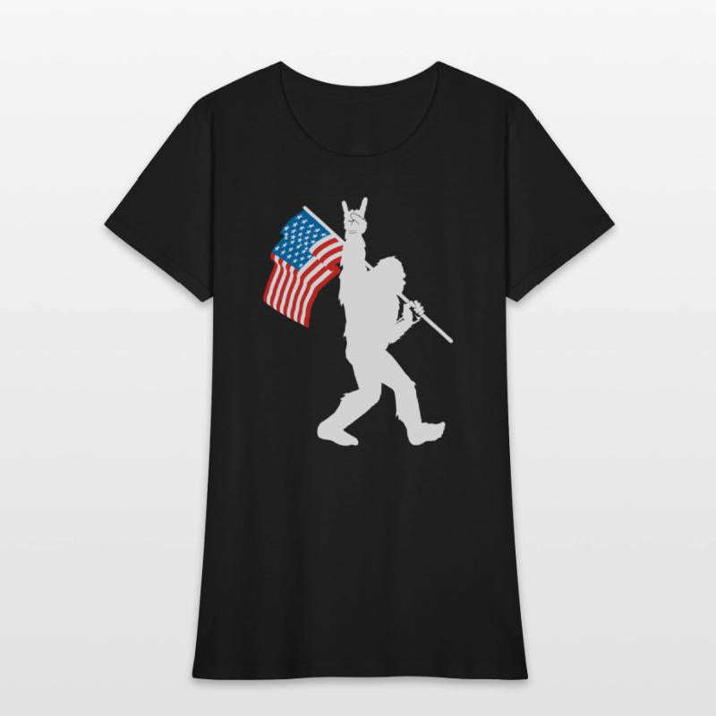 Bigfoot Rock And Roll Usa Flag For Sasquatch Belie