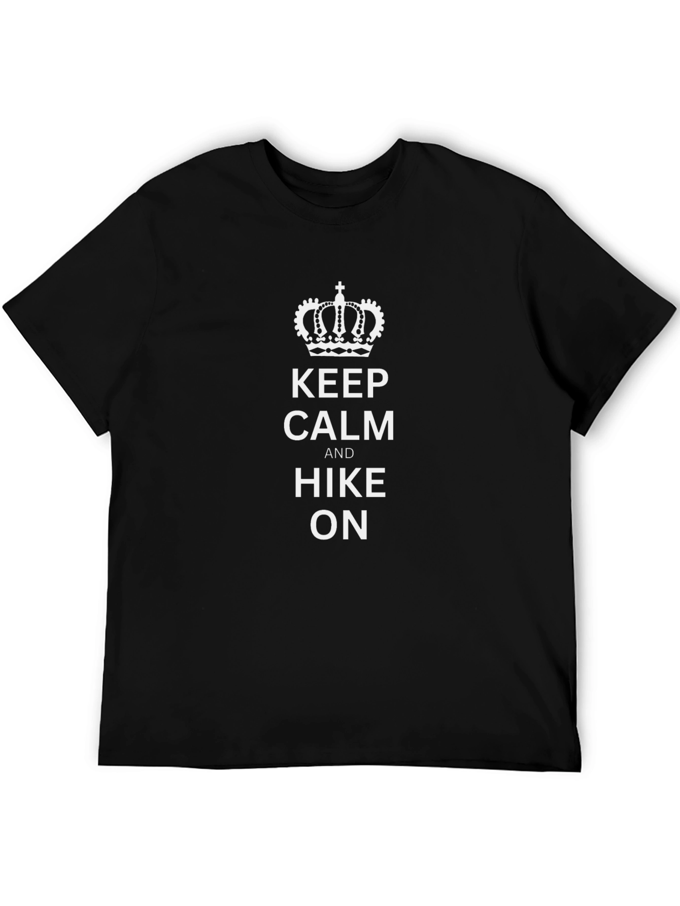 Keep Calm and Hike On T-Shirt - Black Cotton
