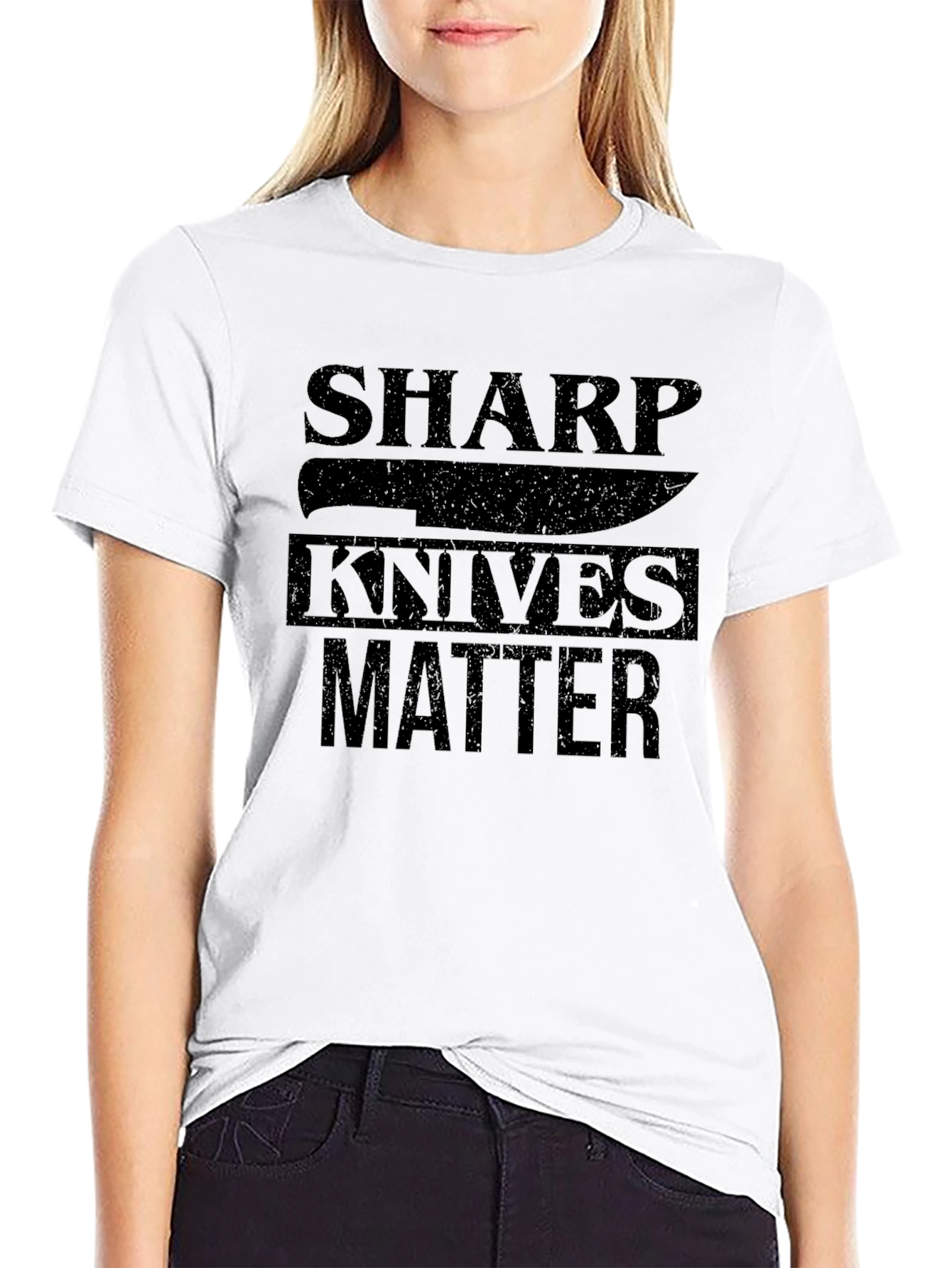 Sharp Knives Matter Graphic T-Shirt - Black