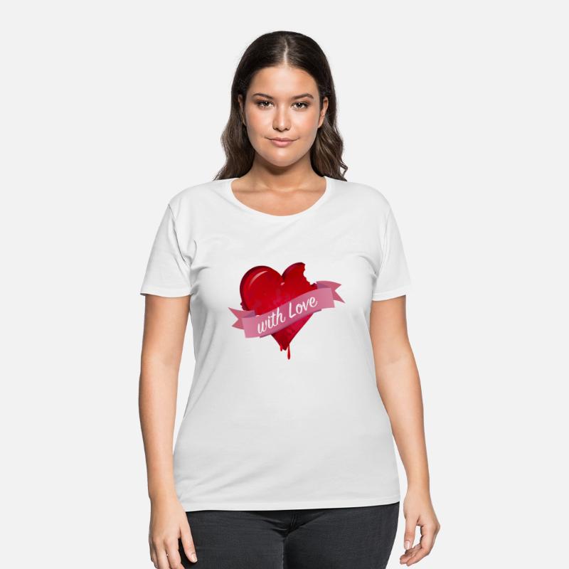 Bitten heart with pink banner