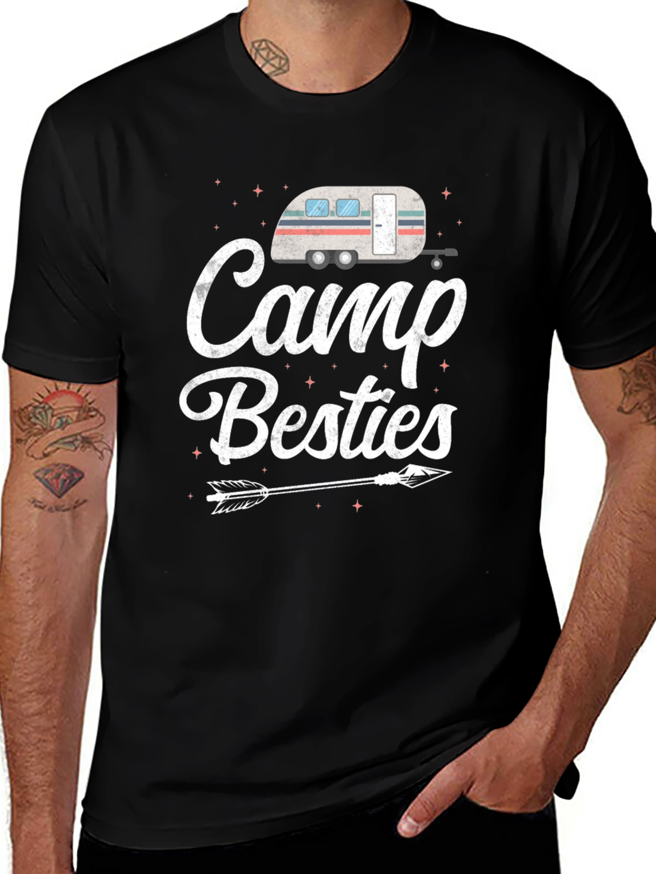 Camp Besties Graphic Tee - Black Cotton T-Shirt