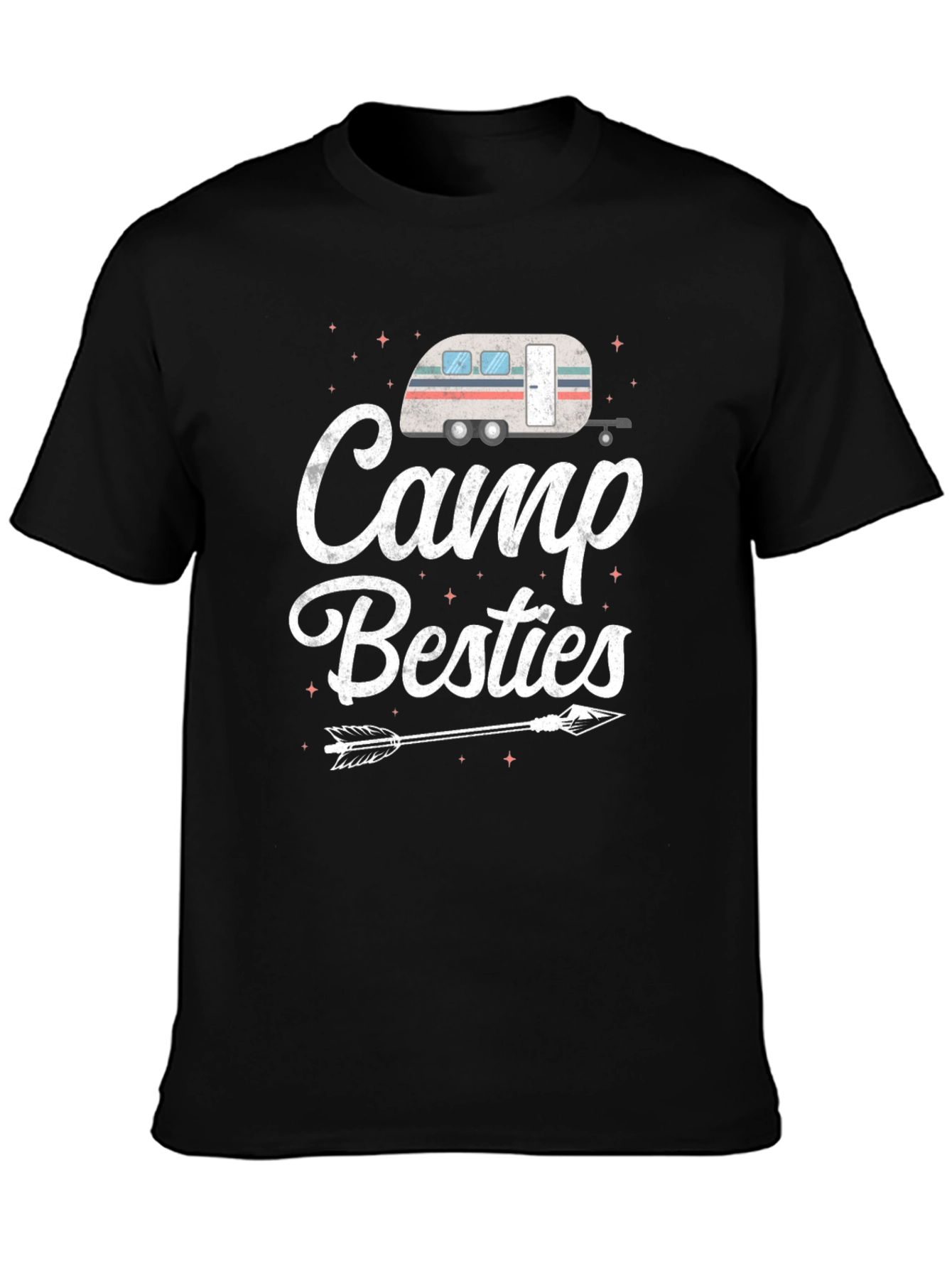 Camp Besties Graphic Tee - Black Cotton T-Shirt