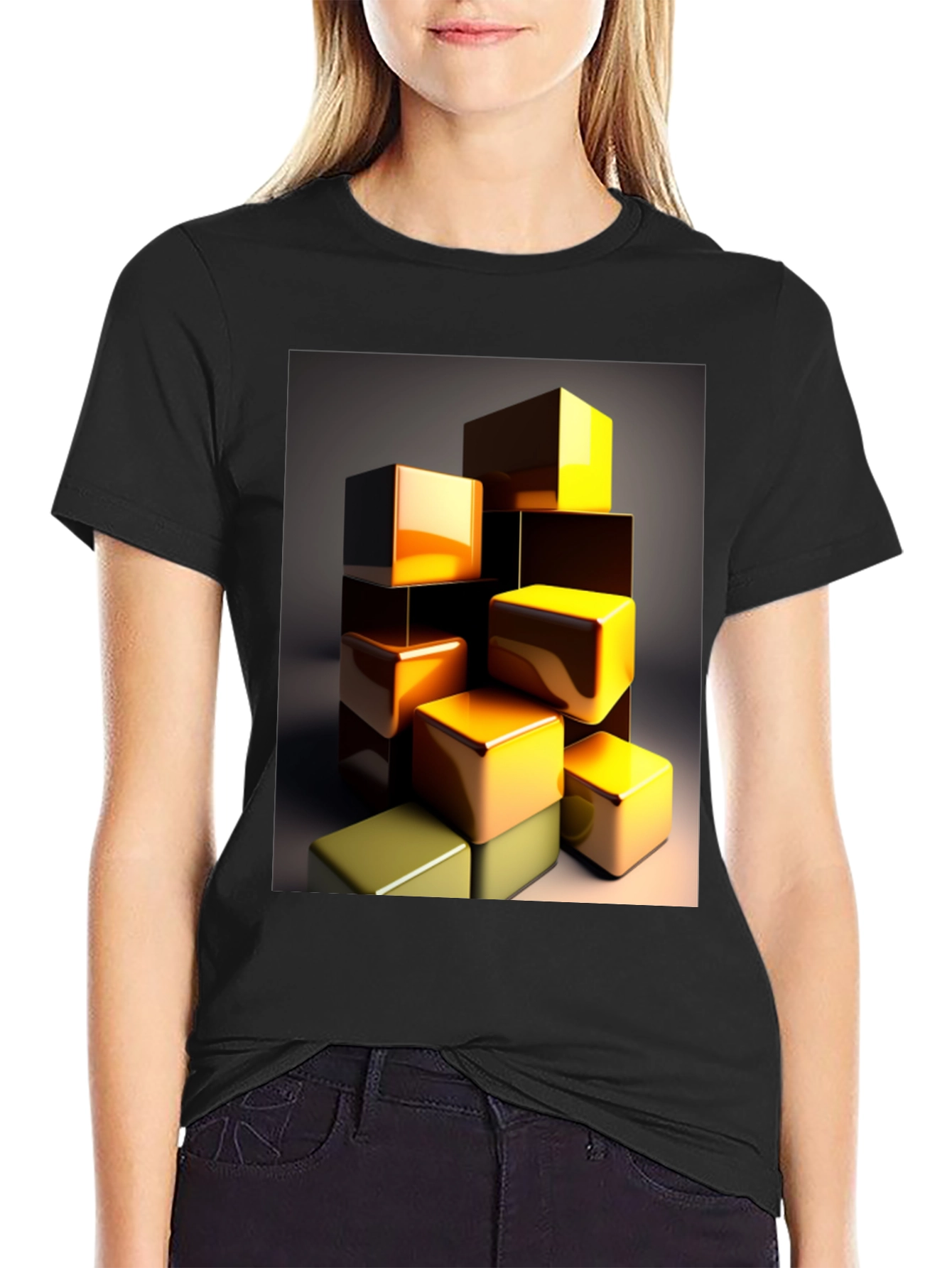 Abstract Cubes Graphic Tee - Modern Art T-Shirt