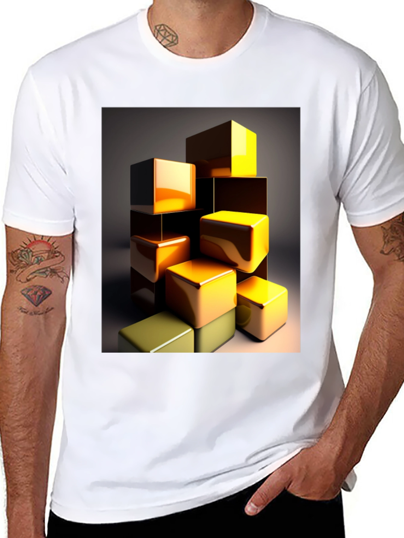 Abstract Cubes Graphic Tee - Modern Art T-Shirt