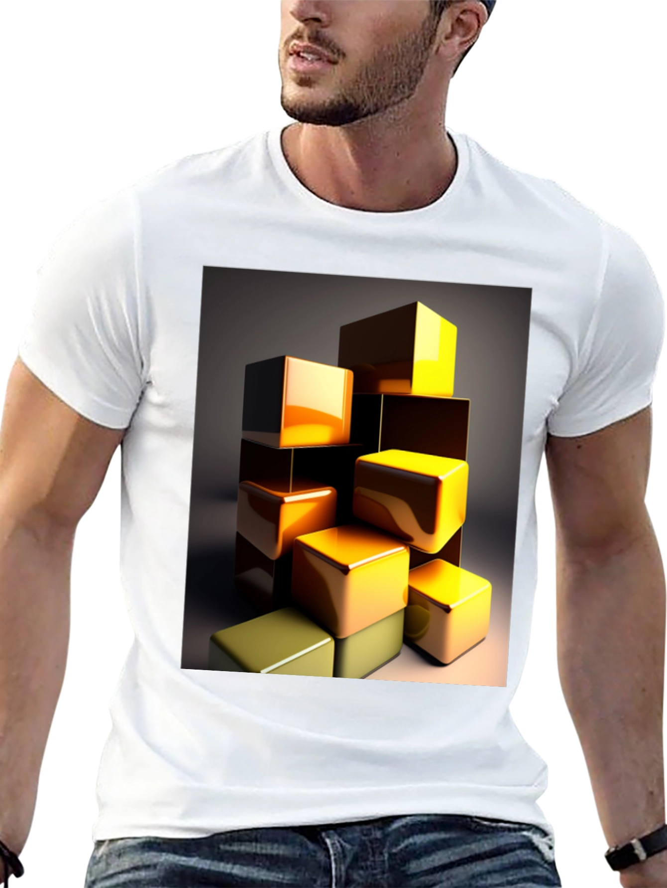 Abstract Cubes Graphic Tee - Modern Art T-Shirt