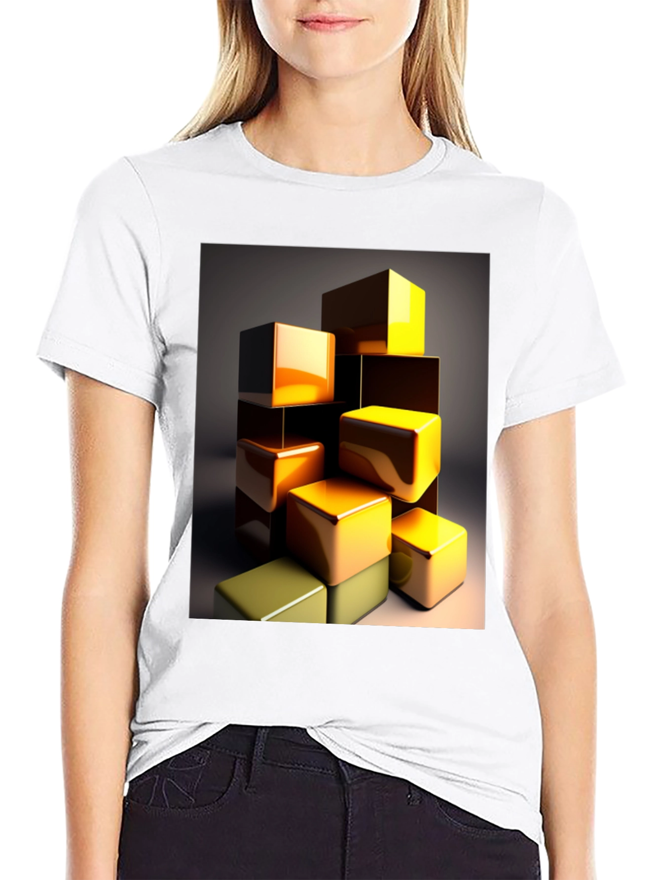 Abstract Cubes Graphic Tee - Modern Art T-Shirt