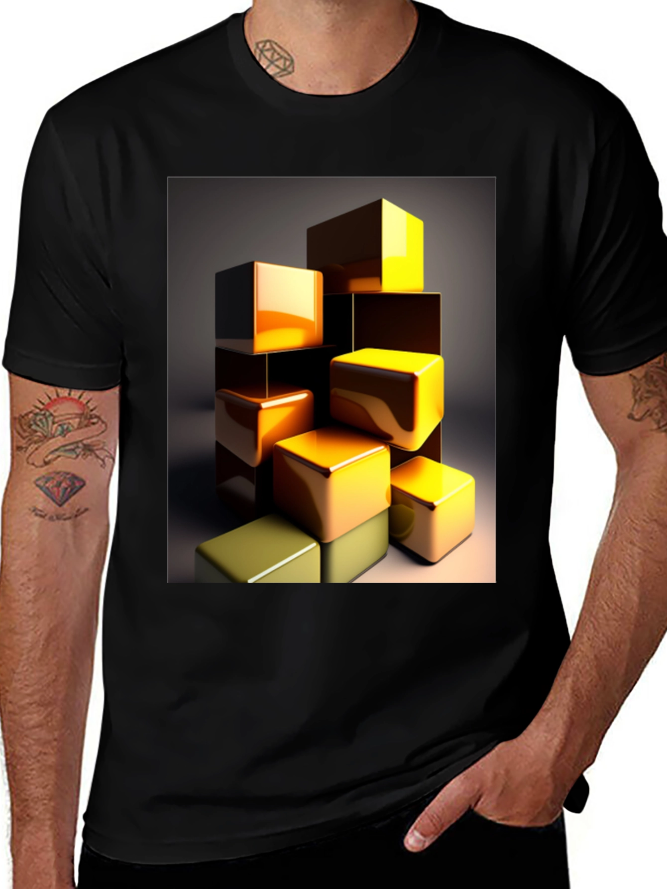 Abstract Cubes Graphic Tee - Modern Art T-Shirt