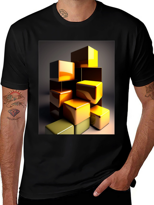 Abstract Cubes Graphic Tee - Modern Art T-Shirt