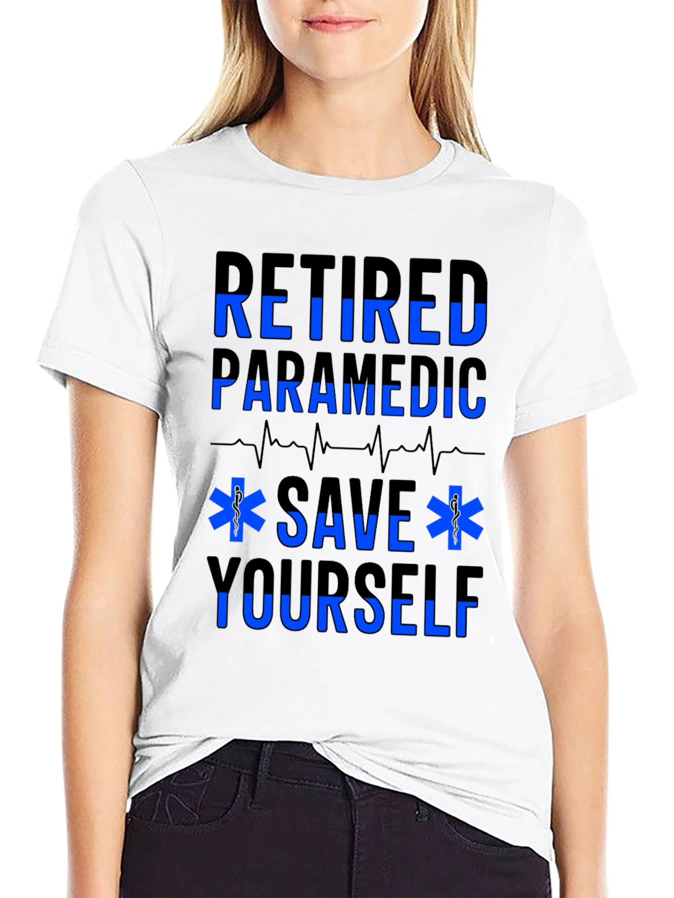 Retired Paramedic Save Yourself Black T-Shirt