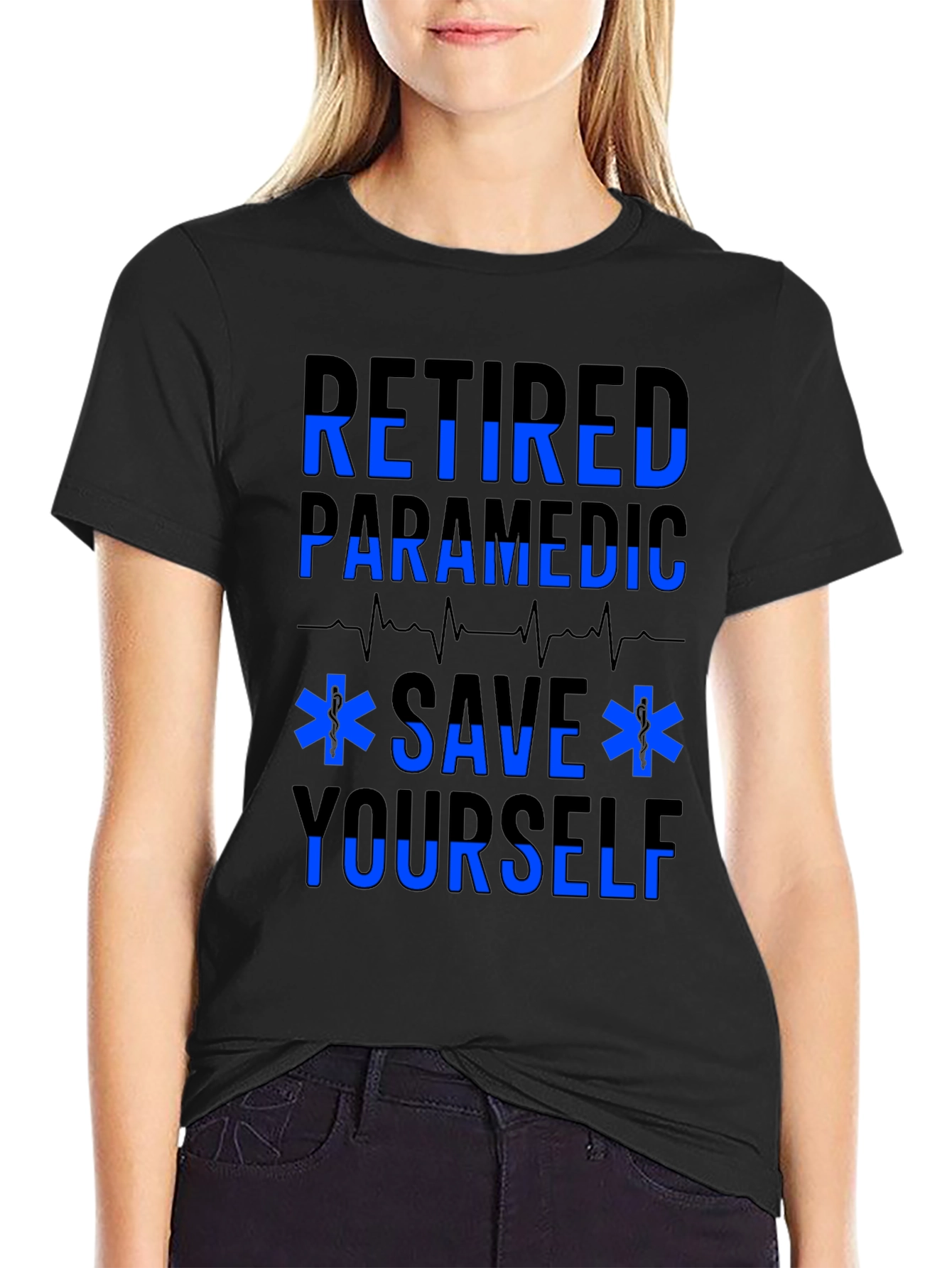 Retired Paramedic Save Yourself Black T-Shirt