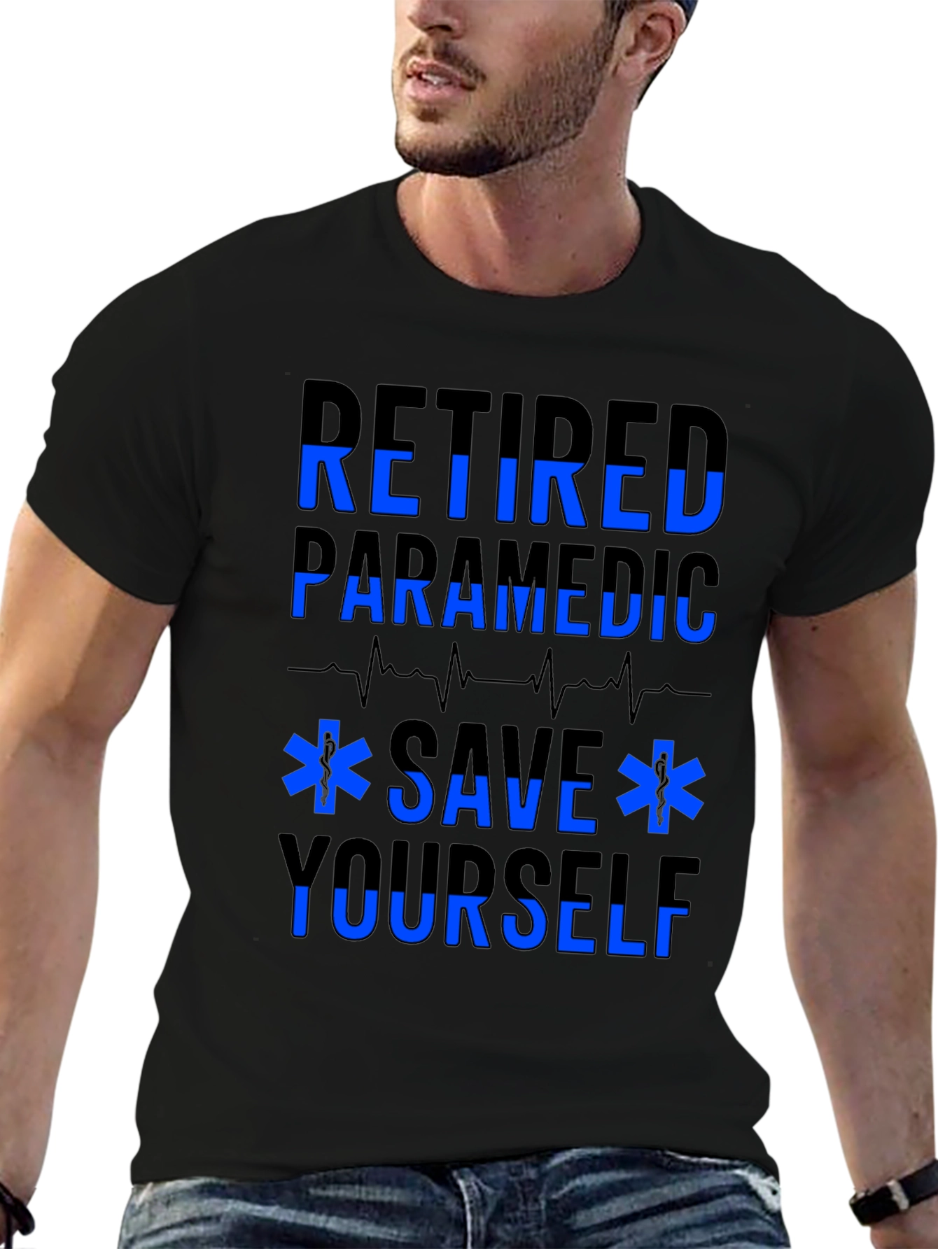 Retired Paramedic Save Yourself Black T-Shirt