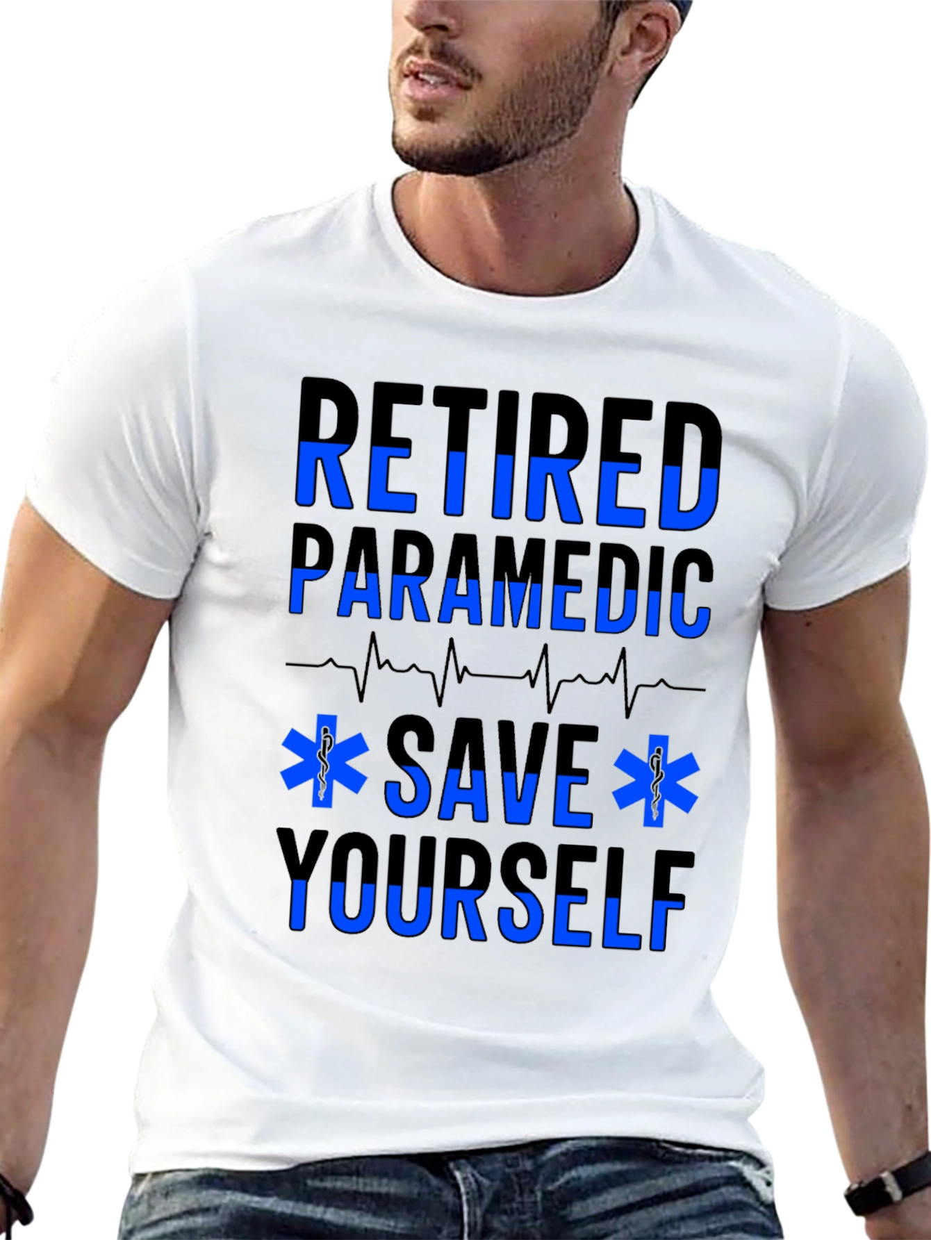 Retired Paramedic Save Yourself Black T-Shirt