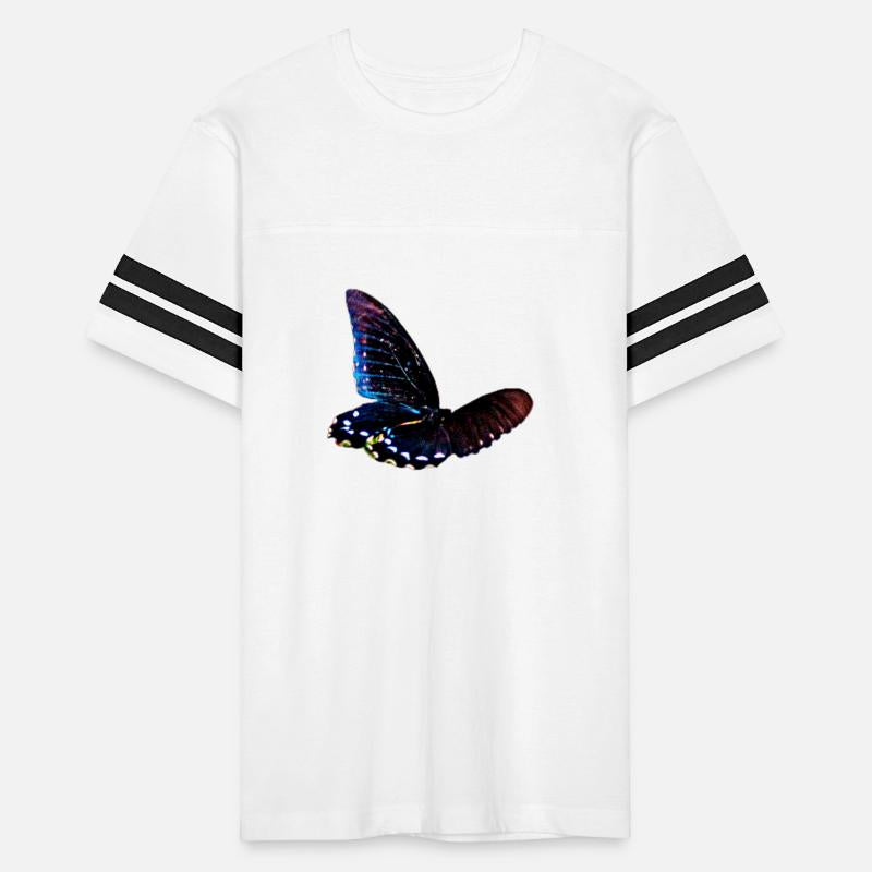 Black and blue butterfly in motion