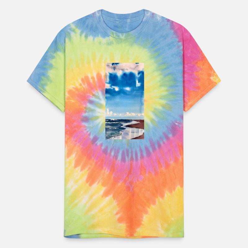 Blue Waves On Beach In Watercolors