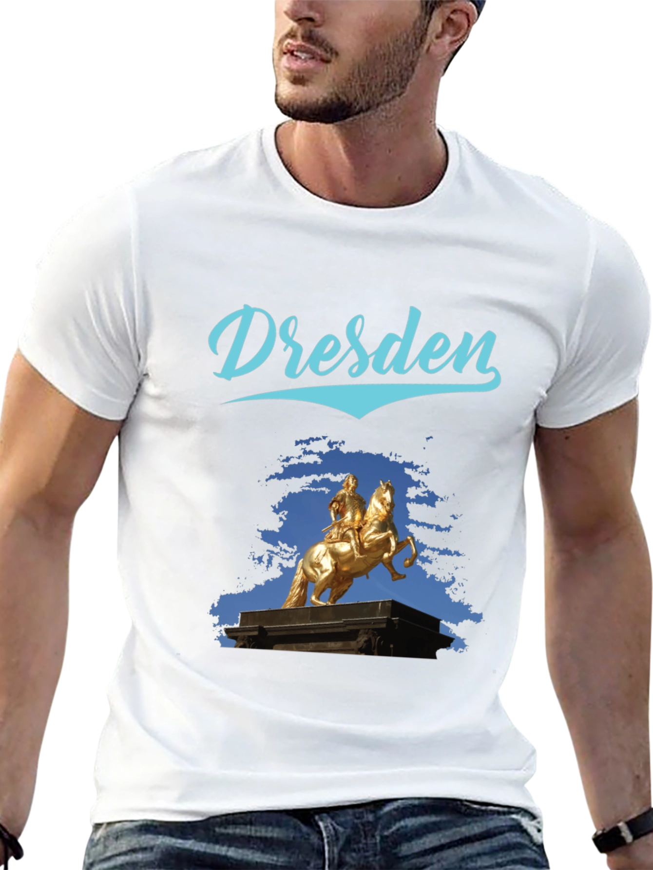 Dresden Statue Graphic Tee - Stylish Black T-Shirt