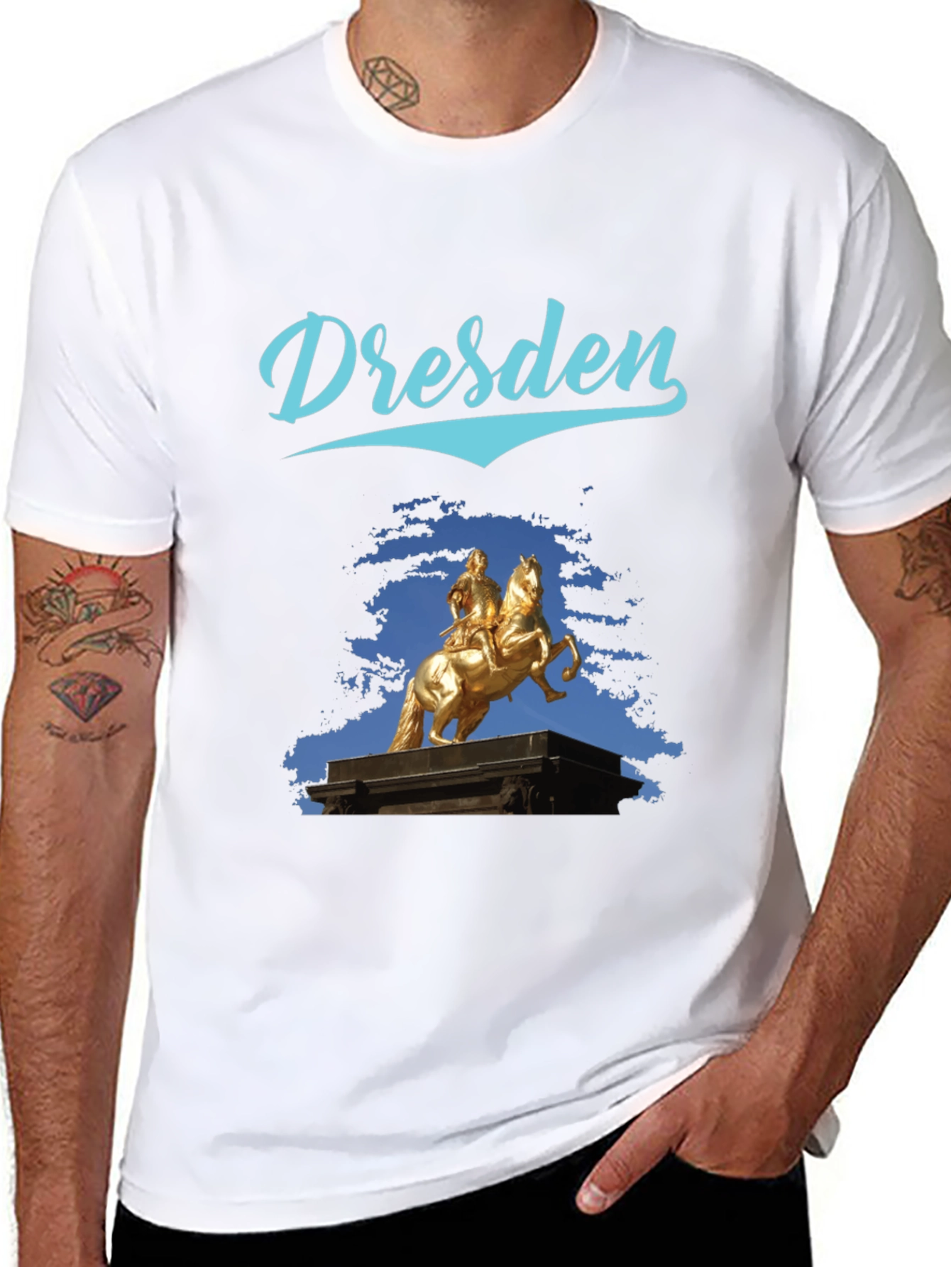 Dresden Statue Graphic Tee - Stylish Black T-Shirt