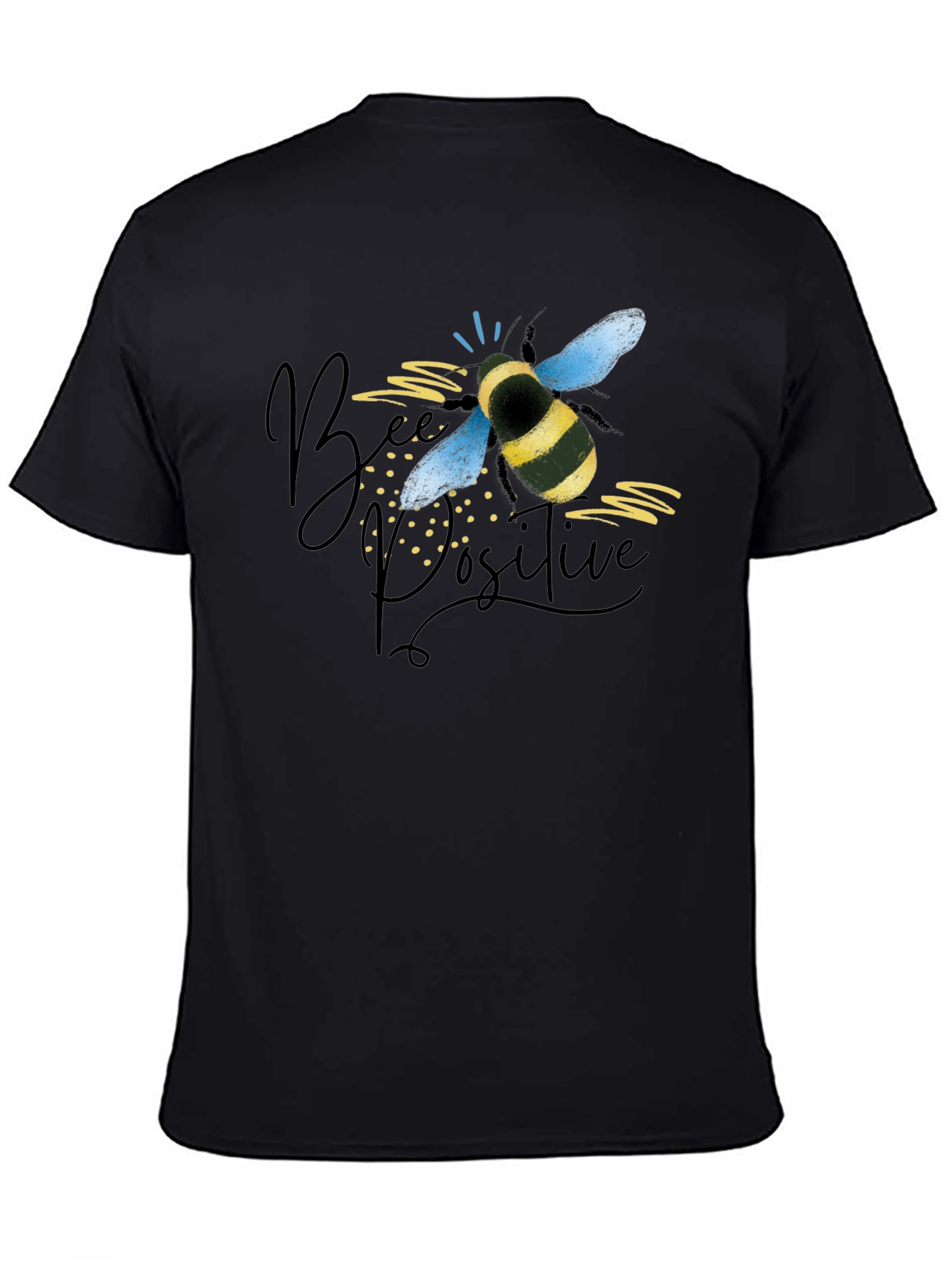 Bee Positive Graphic Tee - Black Cotton T-Shirt