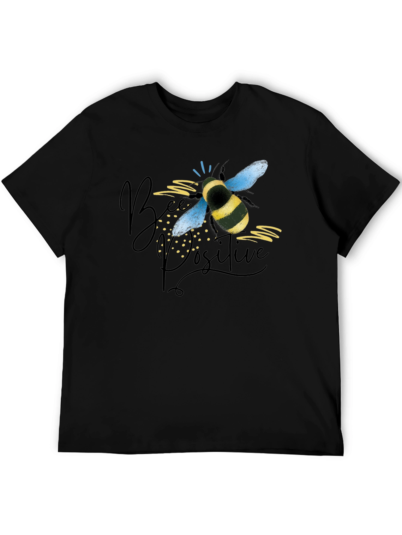 Bee Positive Graphic Tee - Black Cotton T-Shirt