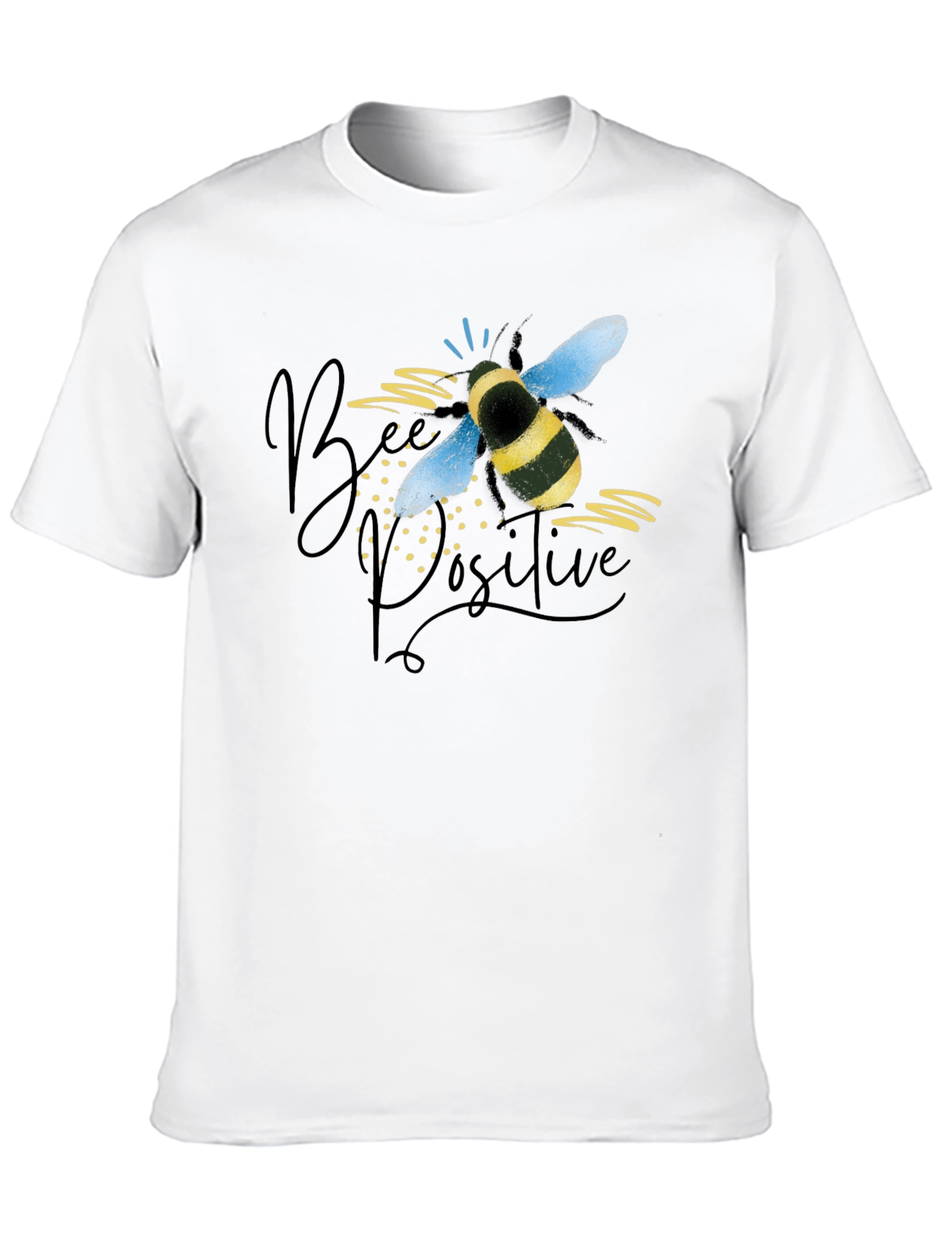 Bee Positive Graphic Tee - Black Cotton T-Shirt