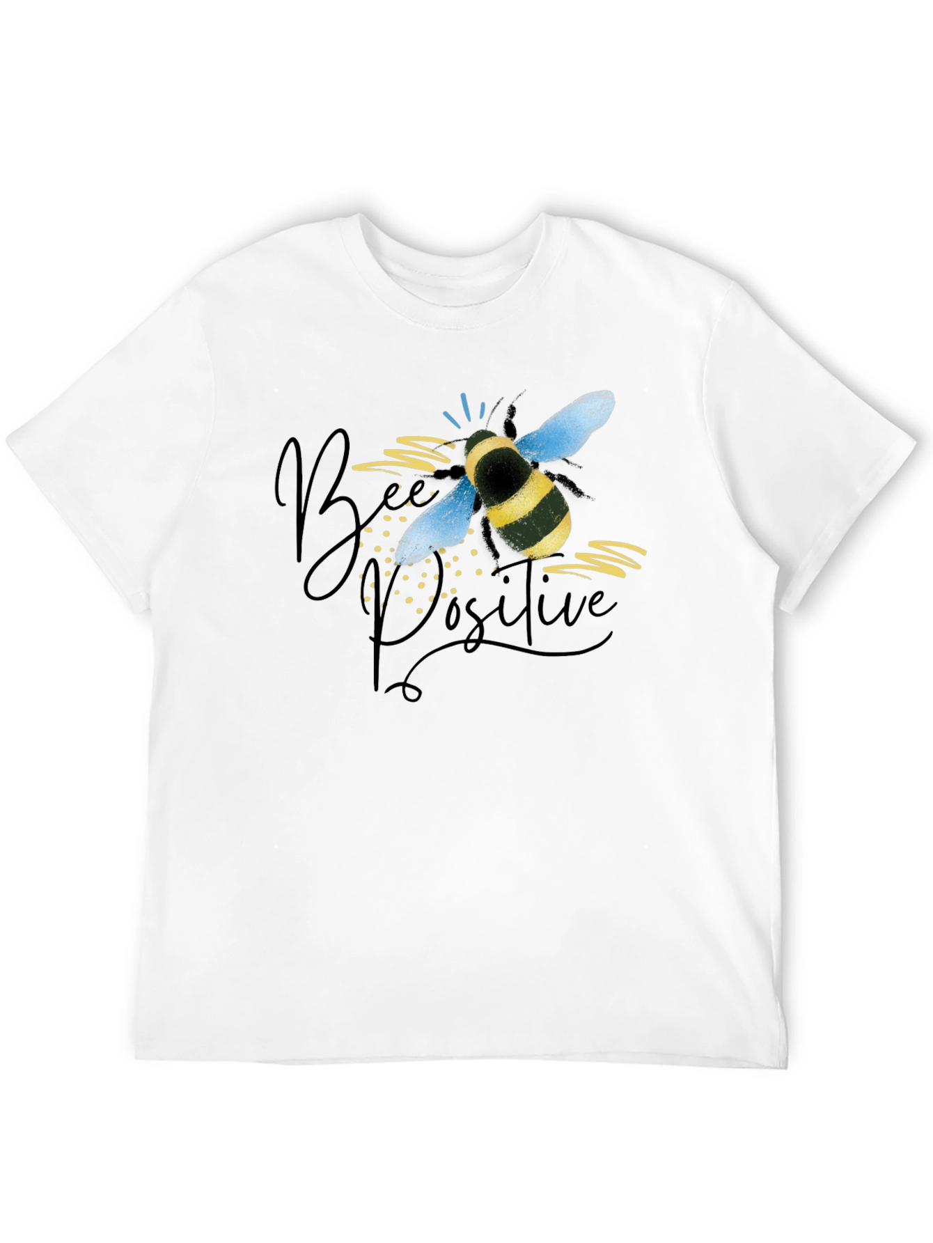 Bee Positive Graphic Tee - Black Cotton T-Shirt