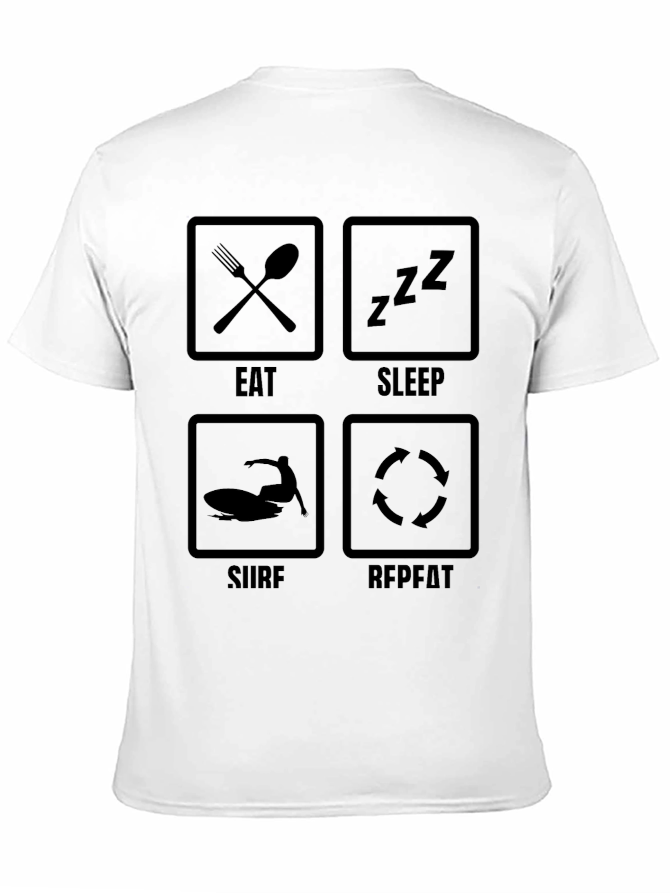 Eat Sleep Surf Repeat Graphic Tee - Black T-Shirt
