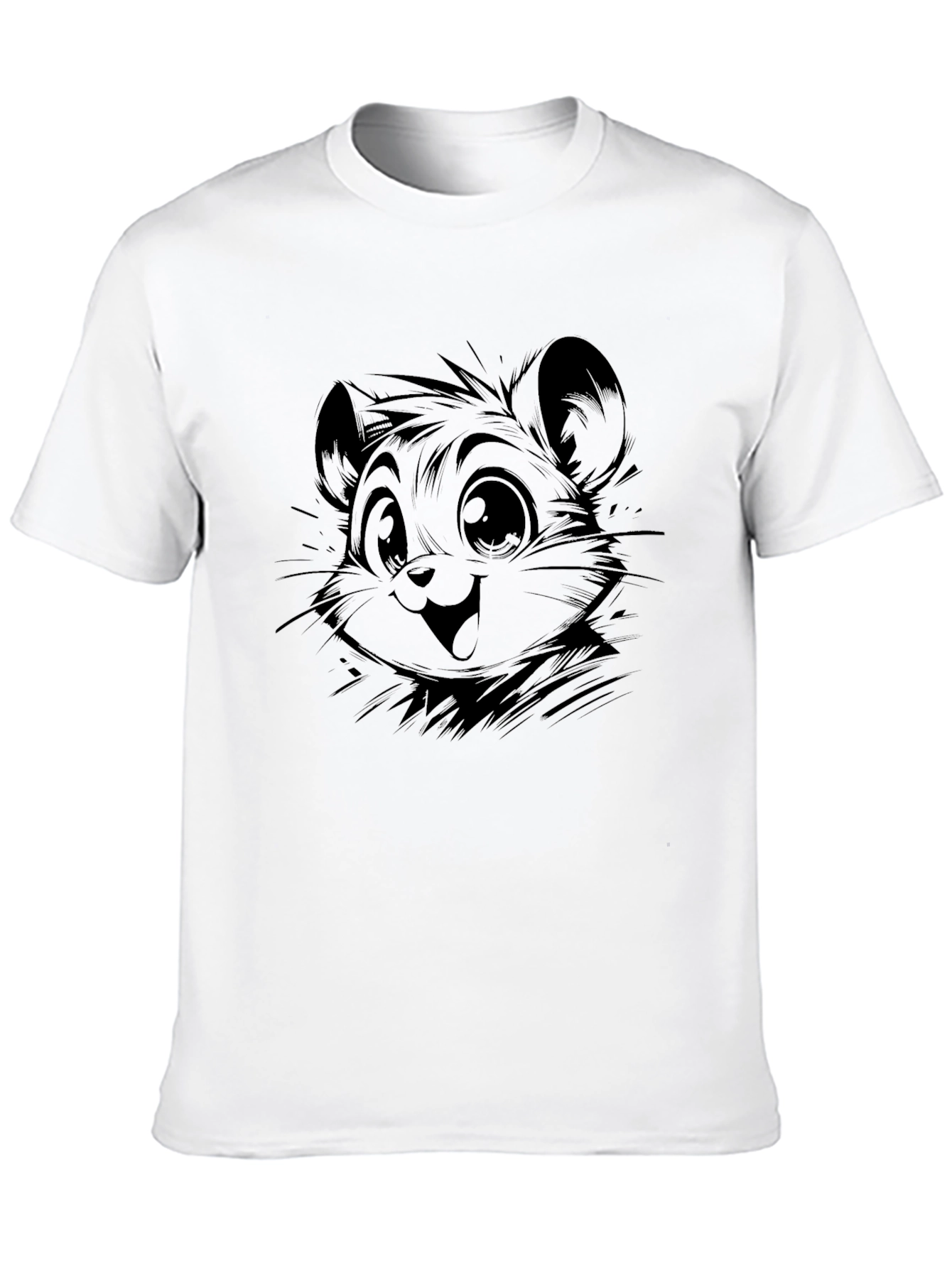 Cartoon Mouse Graphic Tee - Black Cotton Comfort