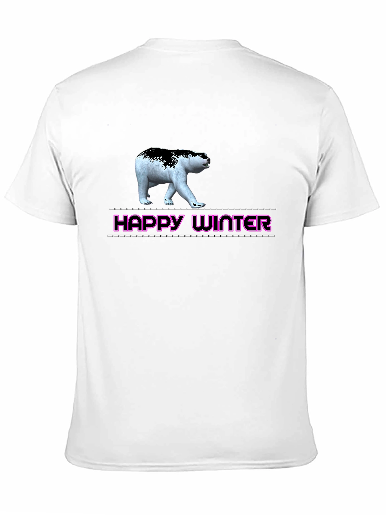 Happy Winter Bear Graphic Tee - Black Unisex