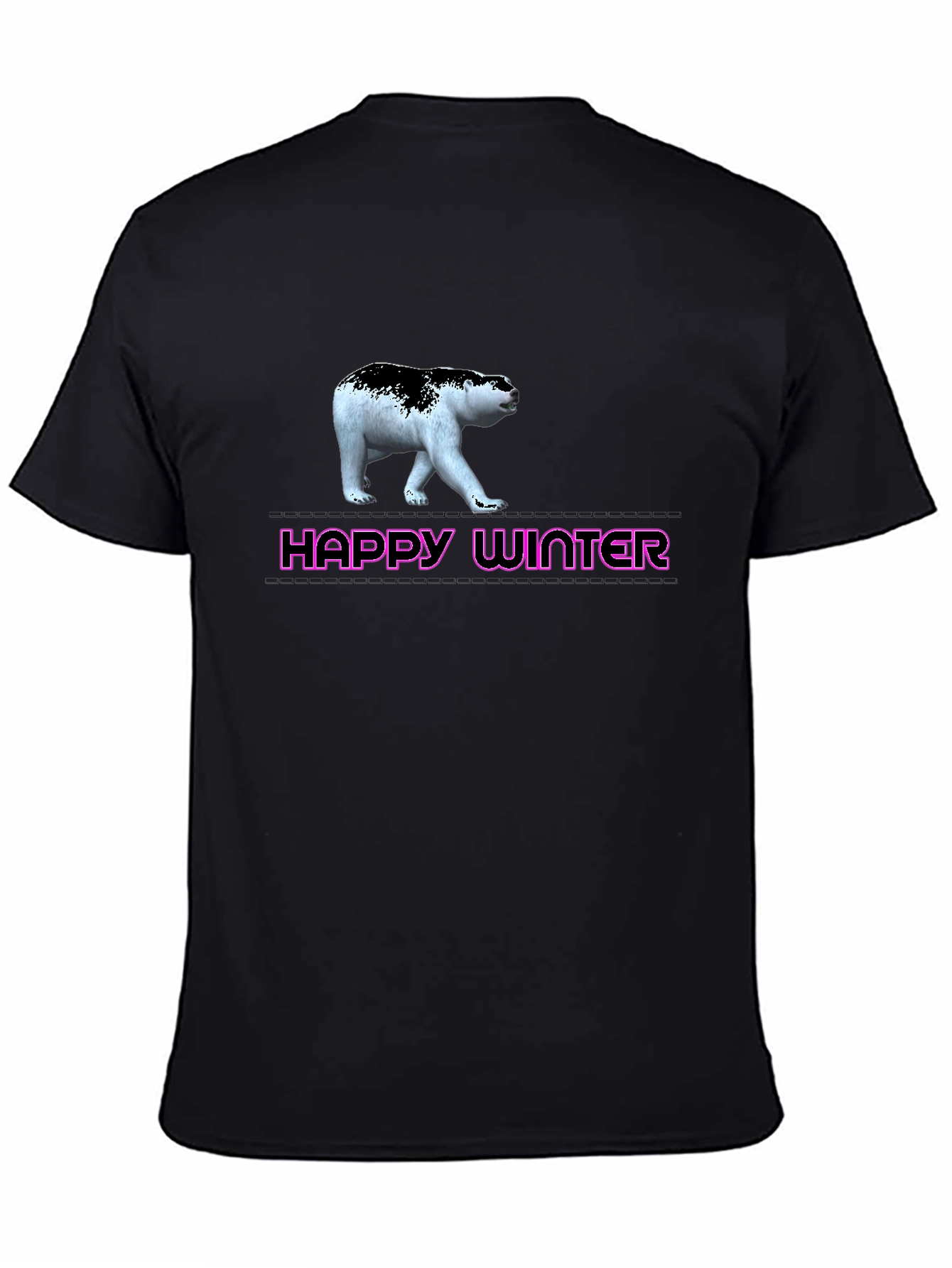 Happy Winter Bear Graphic Tee - Black Unisex