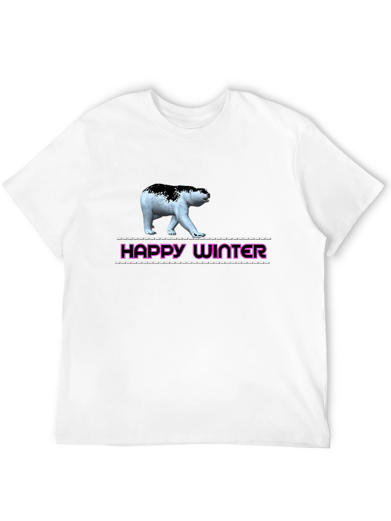 Happy Winter Bear Graphic Tee - Black Unisex