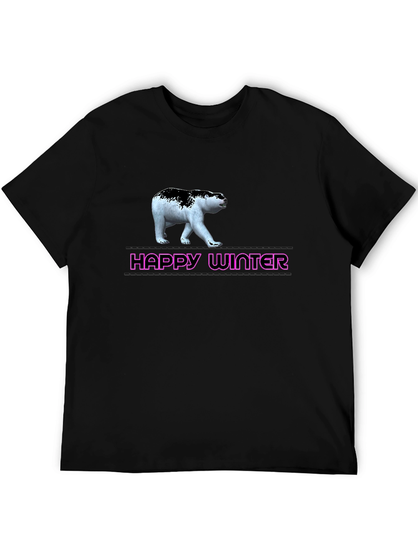 Happy Winter Bear Graphic Tee - Black Unisex