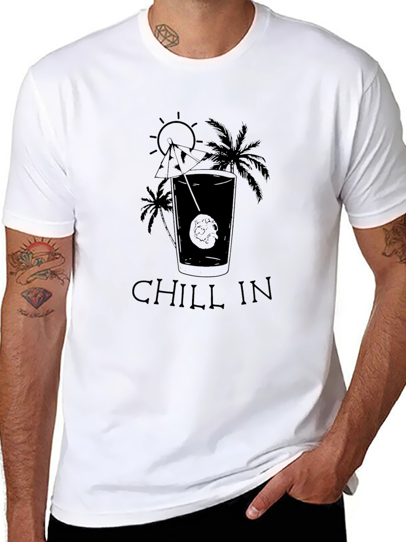 Chill In Paradise Graphic Tee - Black
