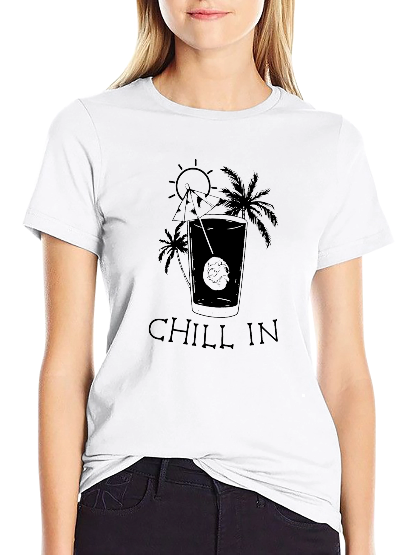 Chill In Paradise Graphic Tee - Black