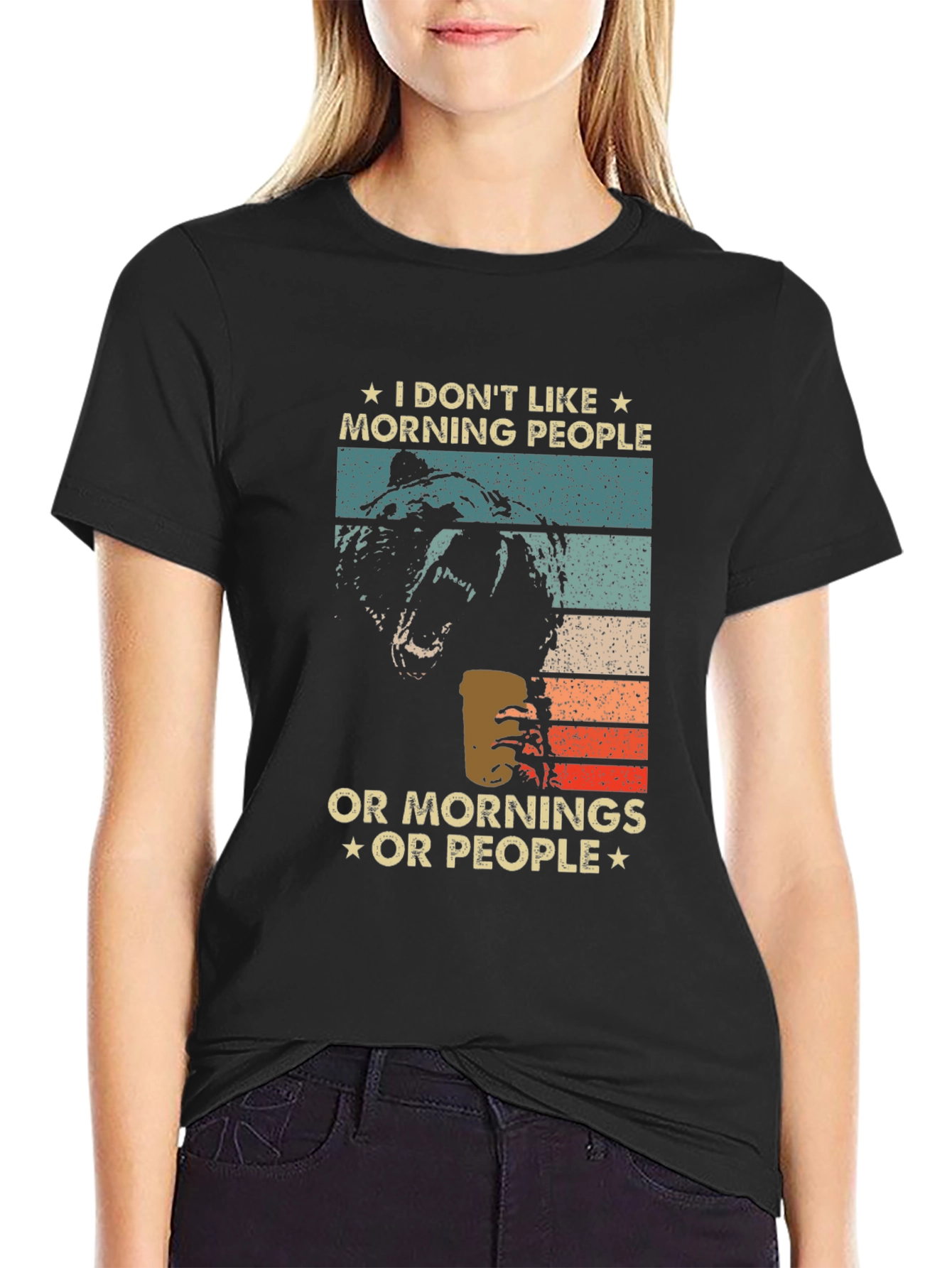 Funny I Dont Like Morning People Bear T-Shirt