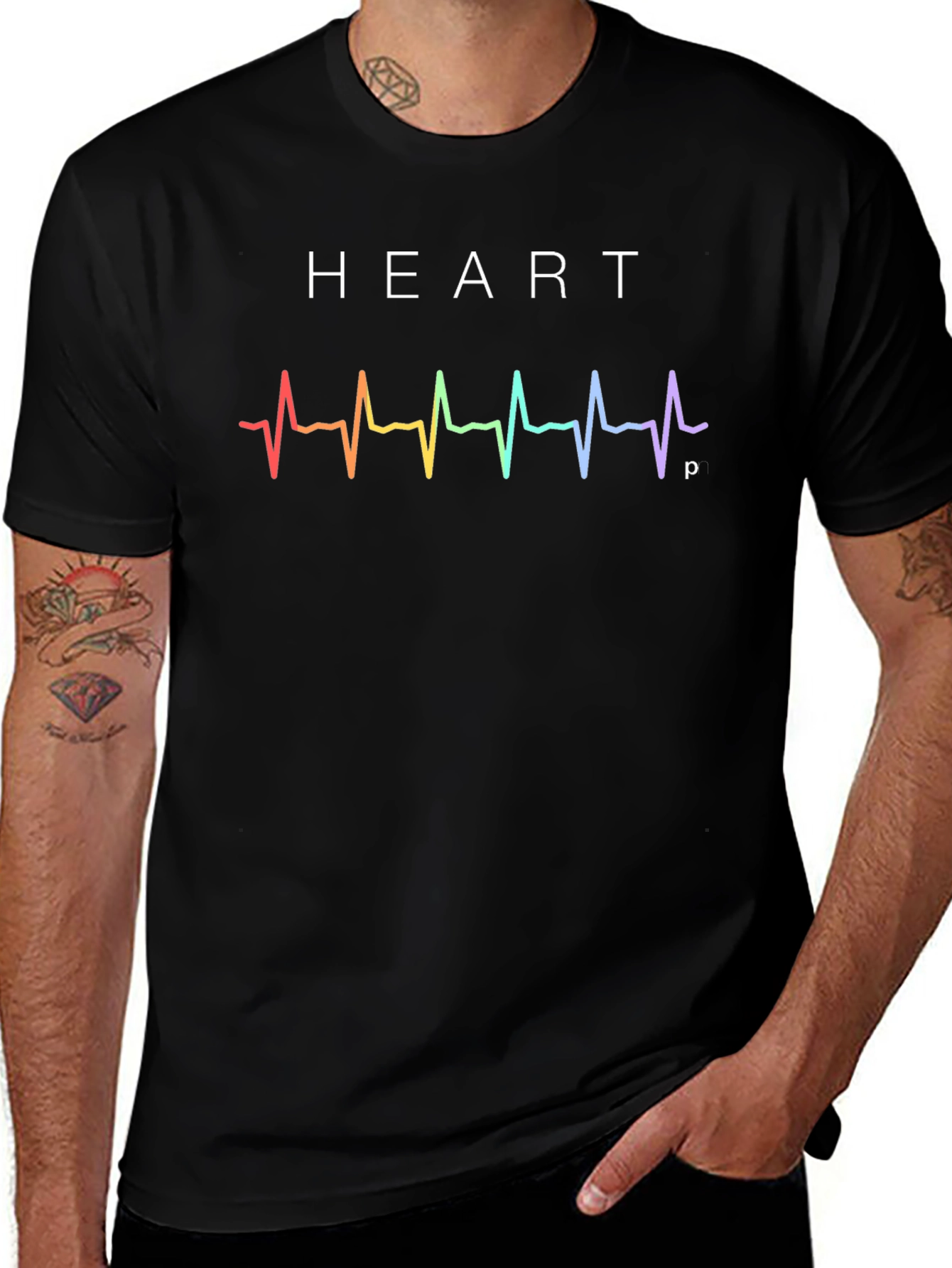 HEART Rainbow ECG Pulse T-Shirt