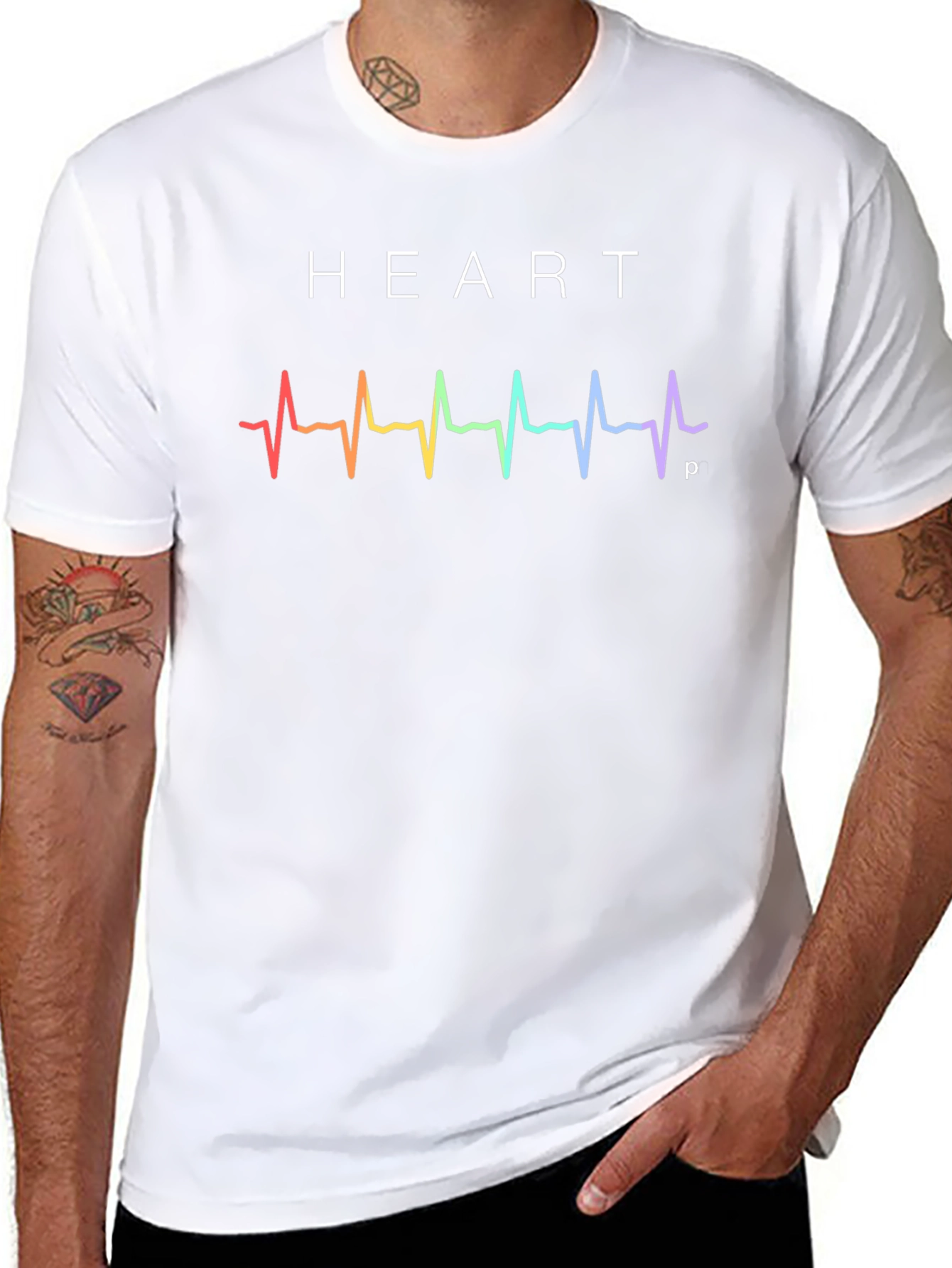 HEART Rainbow ECG Pulse T-Shirt
