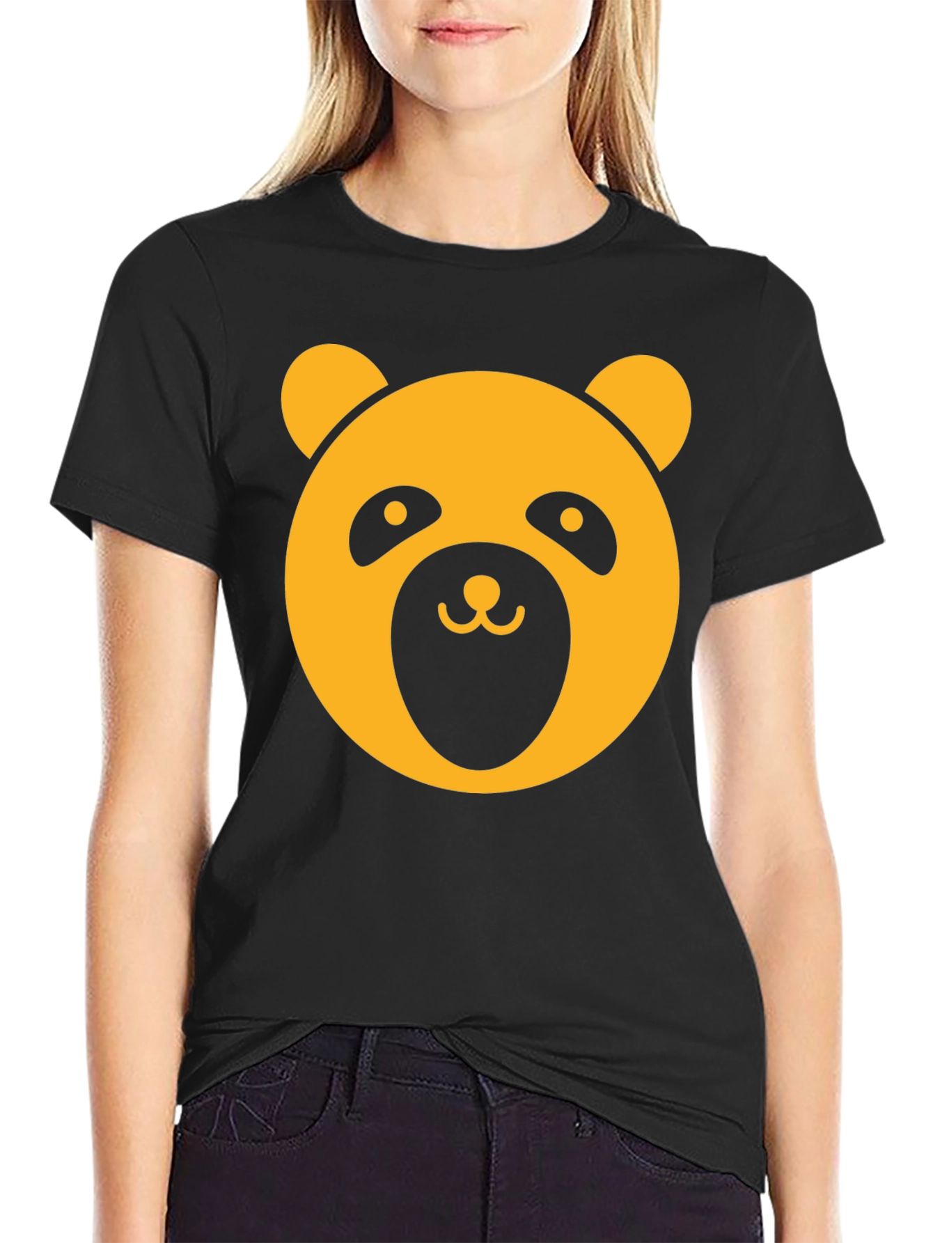 Panda Graphic Tee - Black Crew Neck T-Shirt