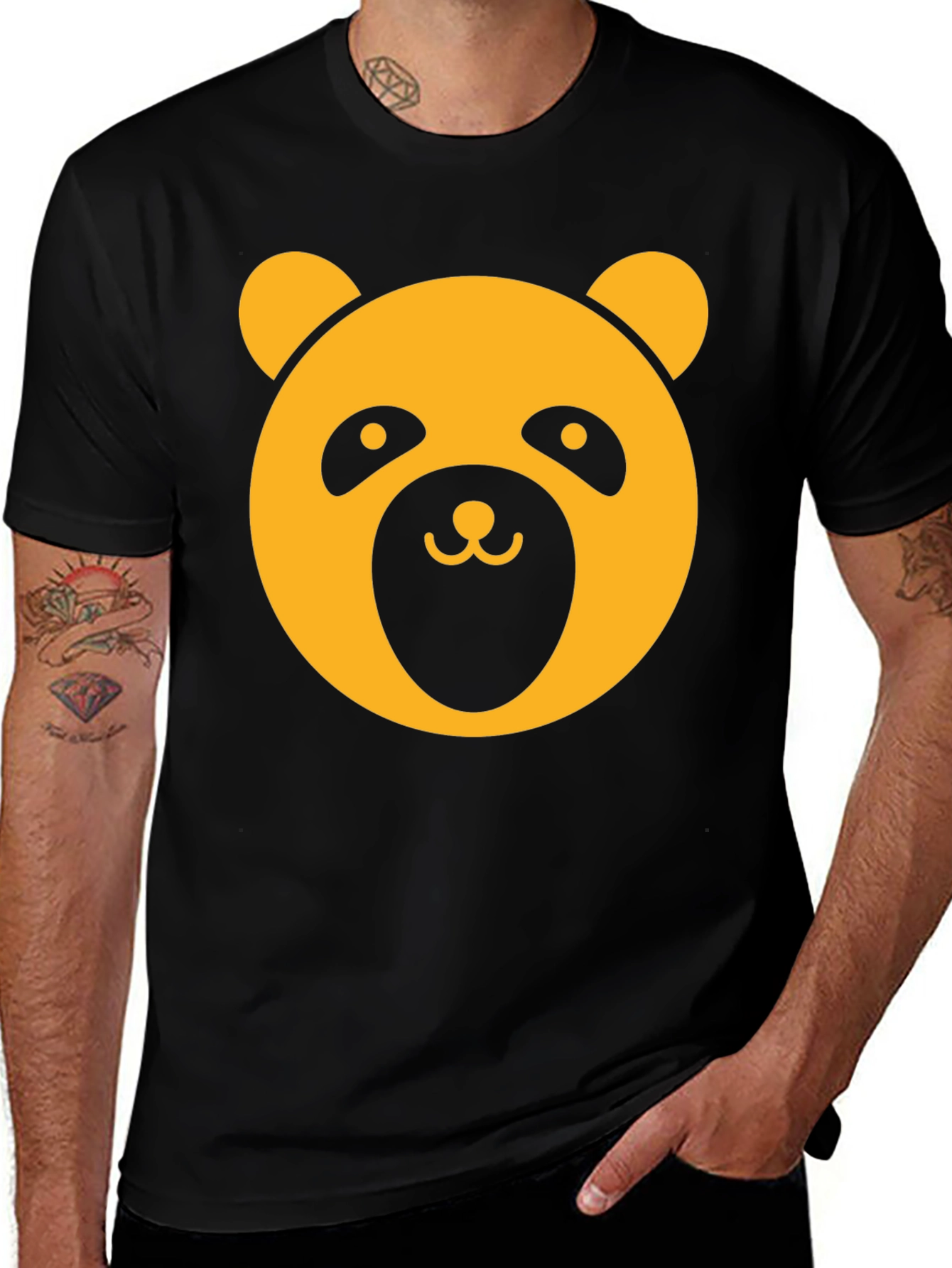 Panda Graphic Tee - Black Crew Neck T-Shirt