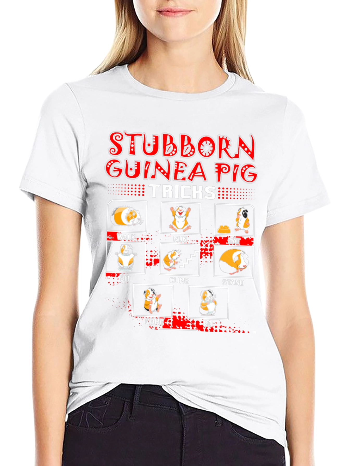 Stubborn Guinea Pig Tricks Black Graphic Tee