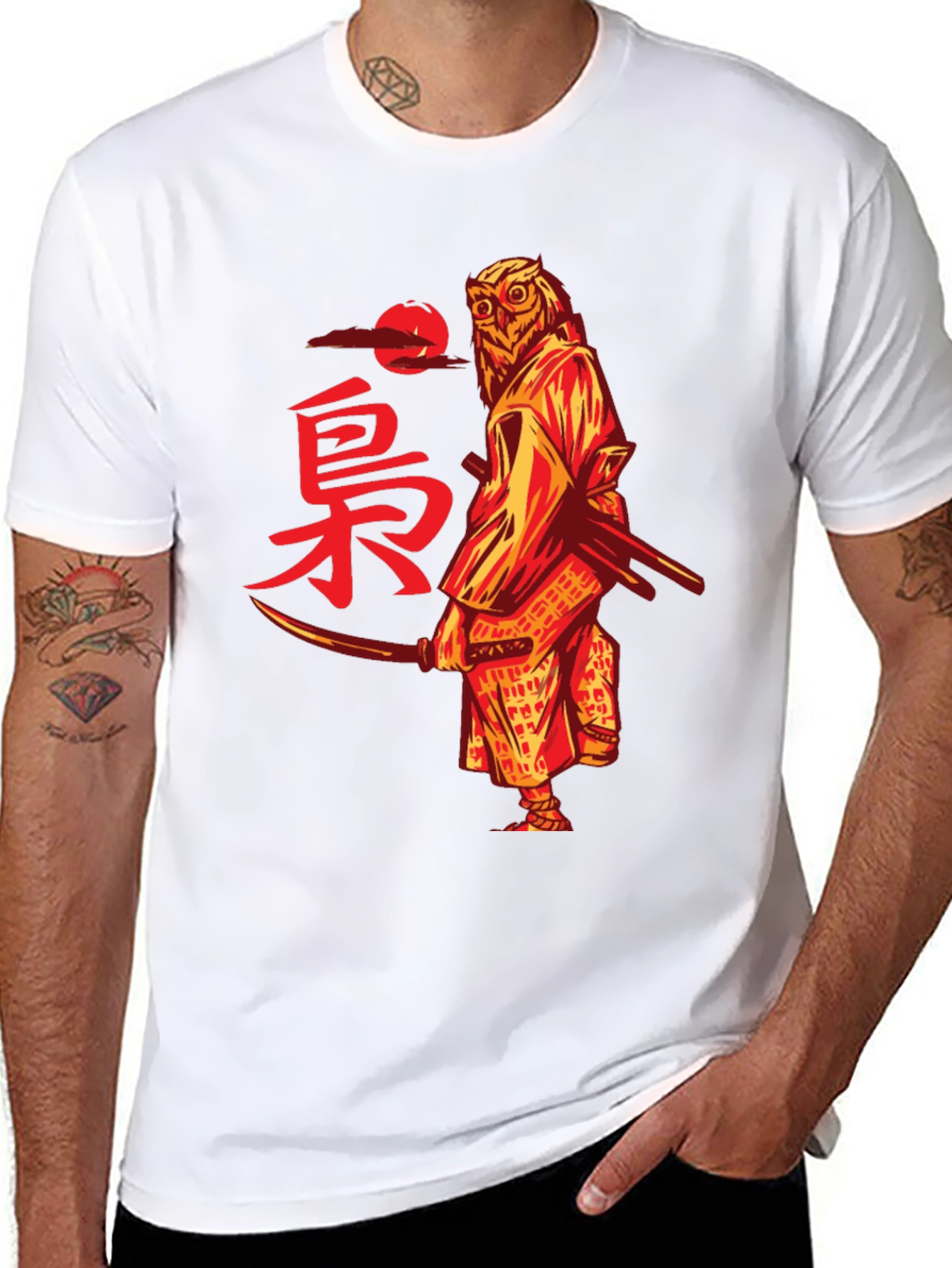 Owl Samurai Graphic T-Shirt - Unique Design
