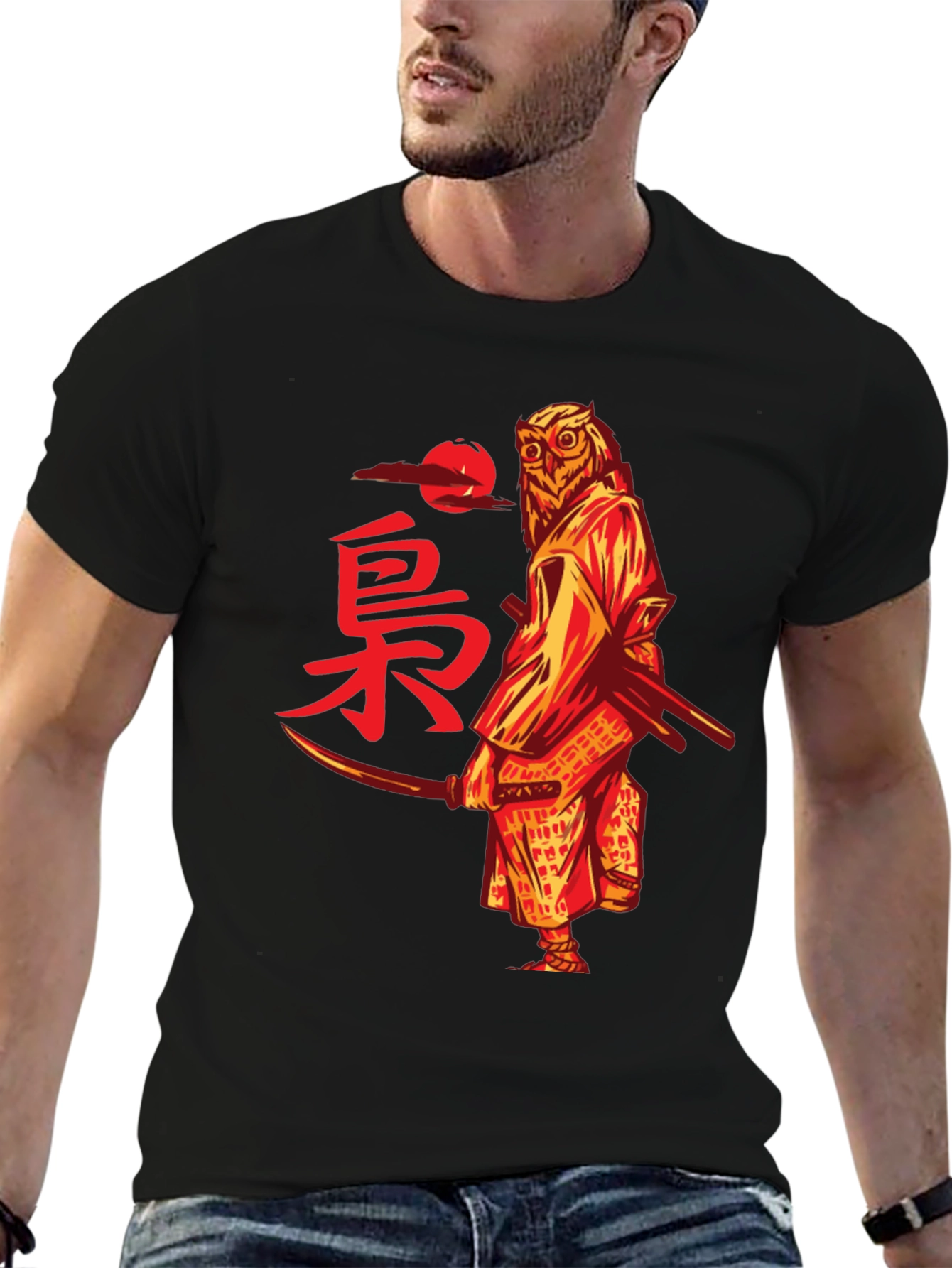 Owl Samurai Graphic T-Shirt - Unique Design